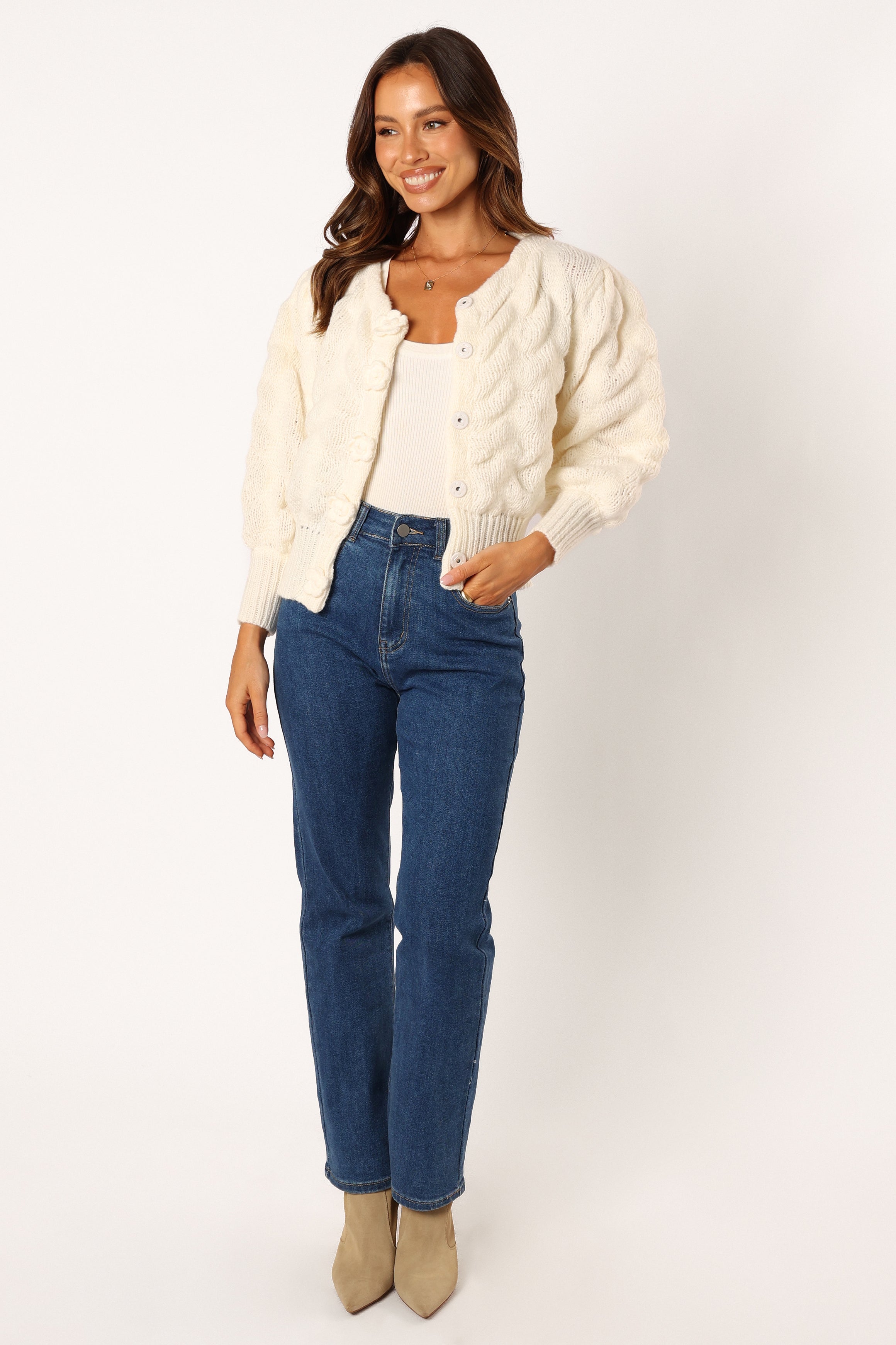 KNITWEAR @Kenia Cardigan - Ivory