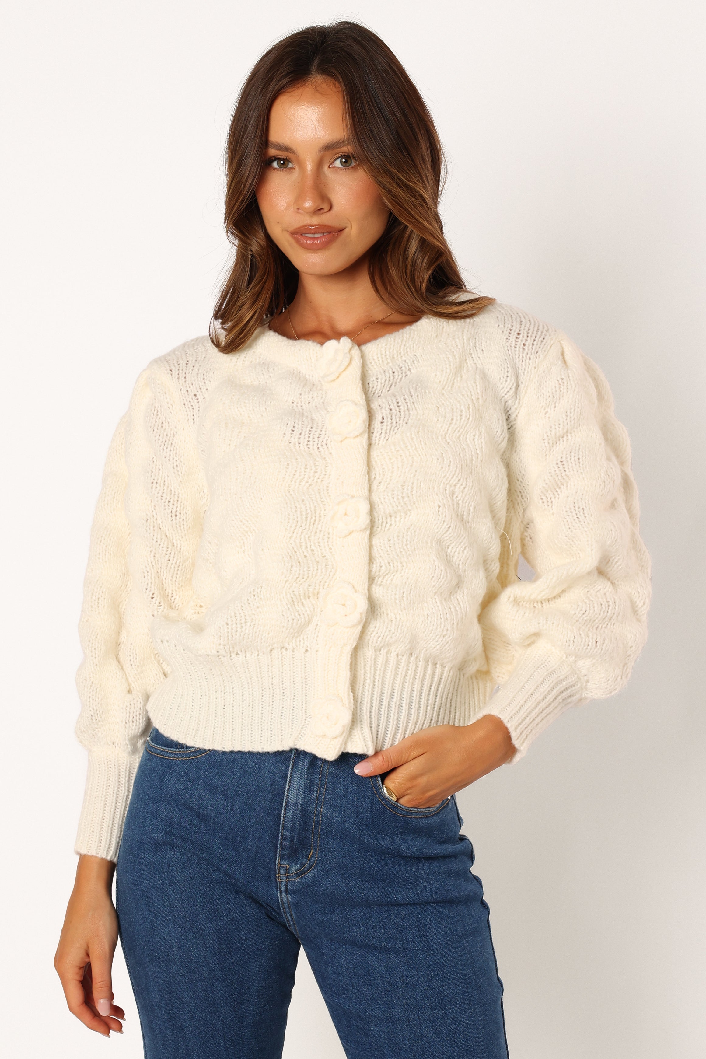 KNITWEAR @Kenia Cardigan - Ivory