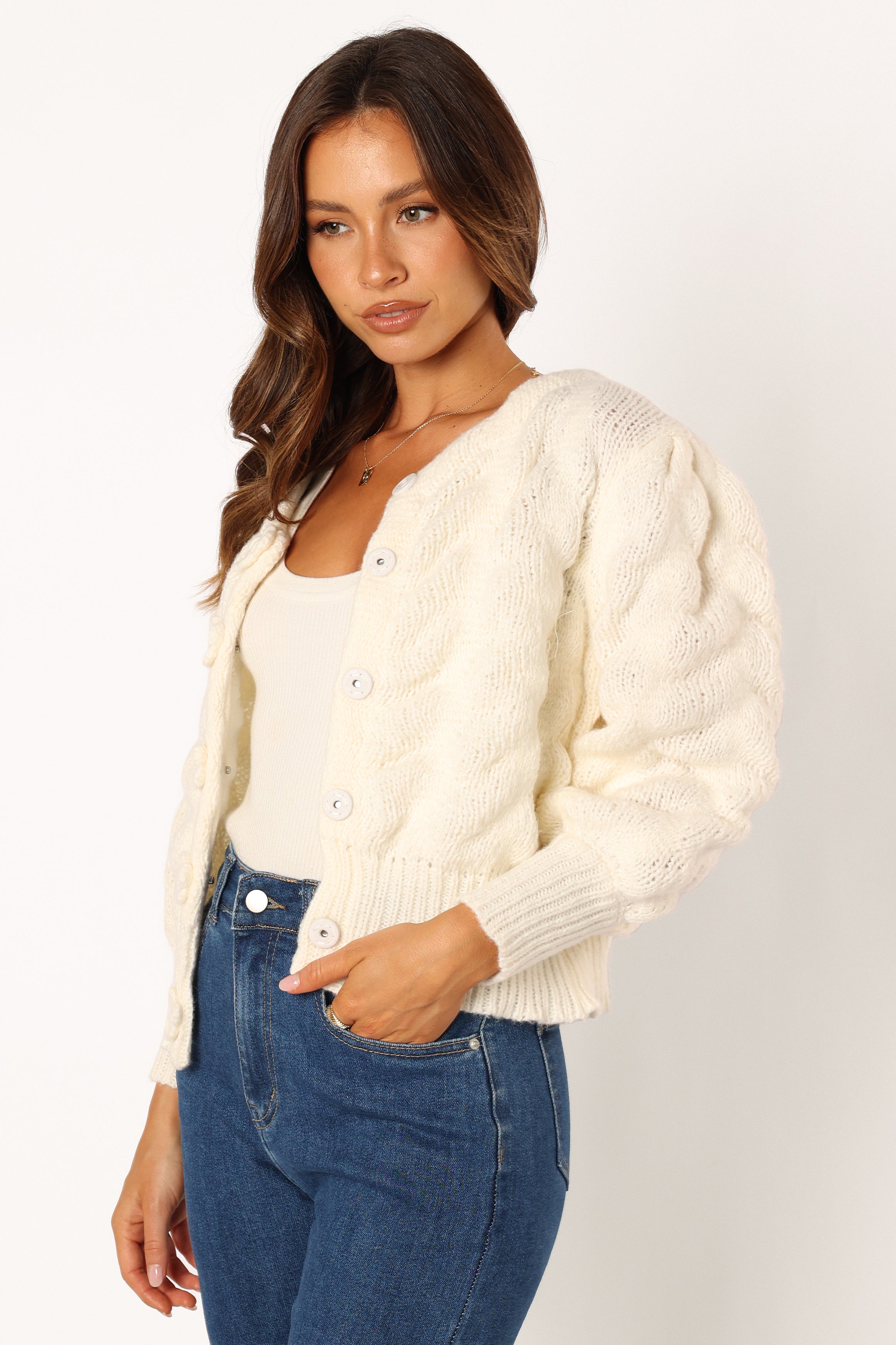 KNITWEAR @Kenia Cardigan - Ivory