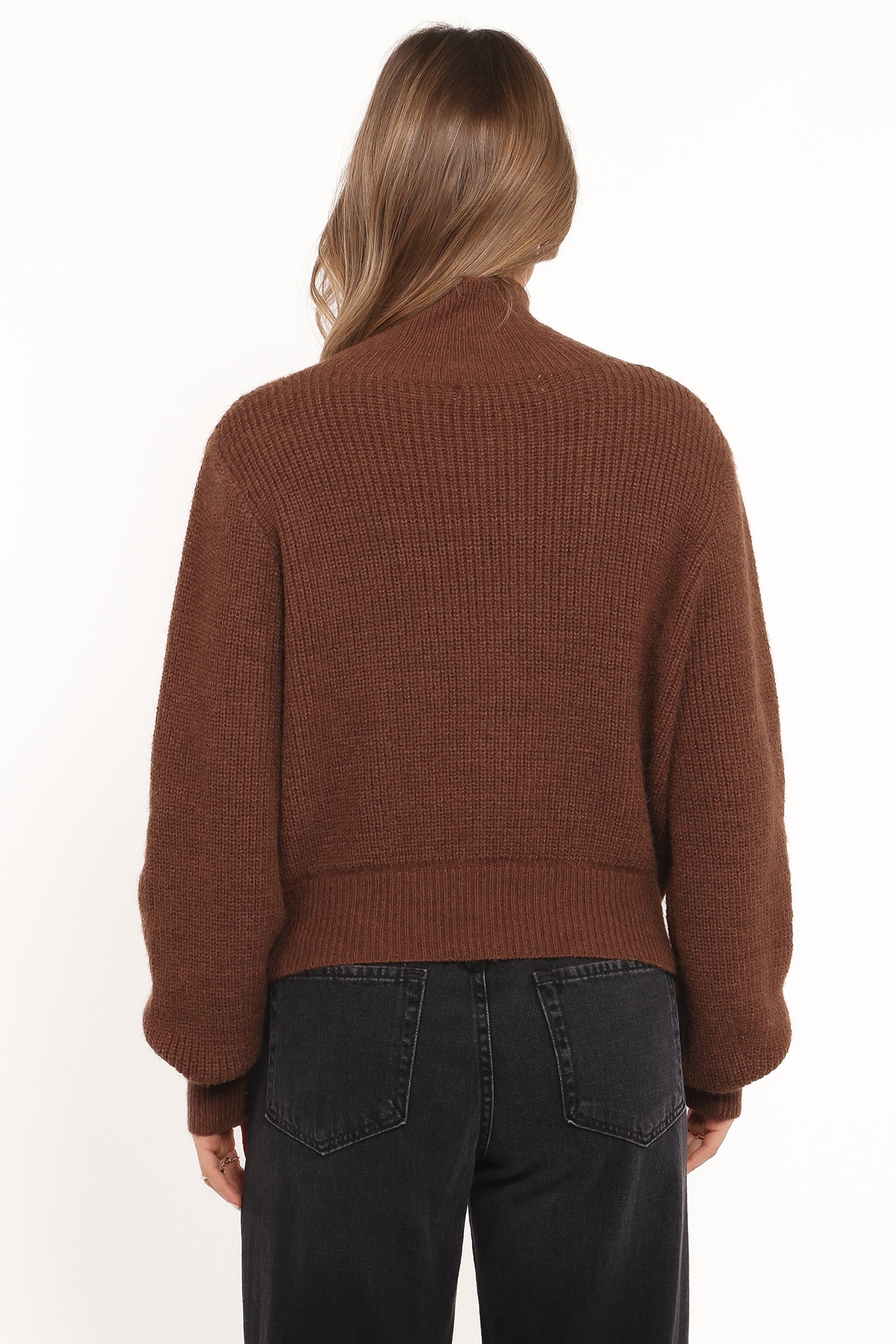 KNITWEAR Kourtney Zip Cardigan - Brown