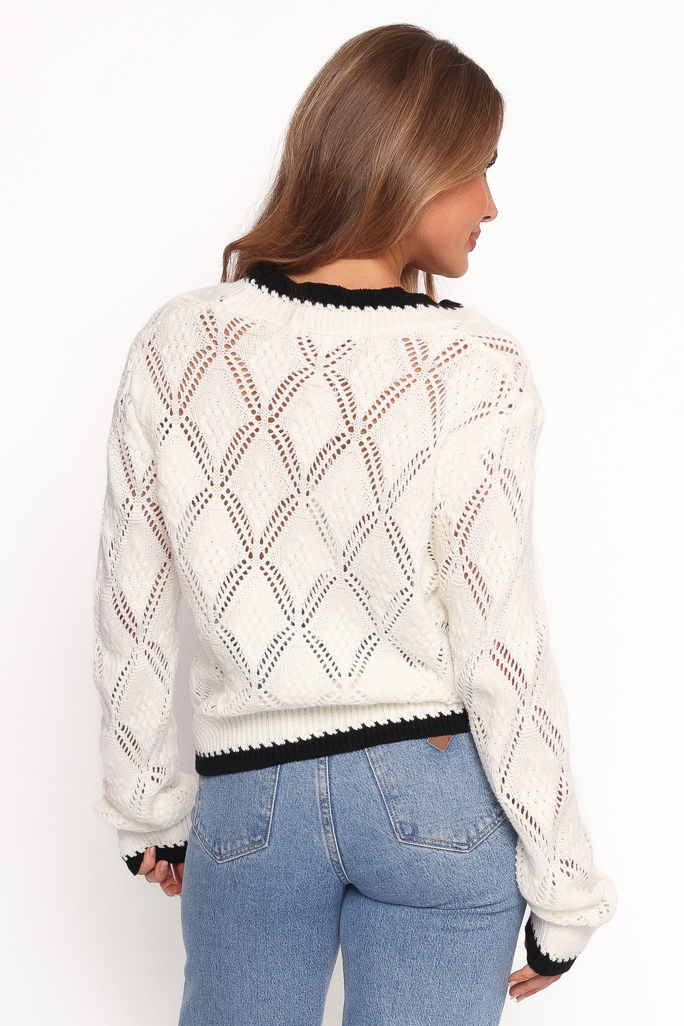 KNITWEAR Lainy Bow Tie Font Cardigan - Cream