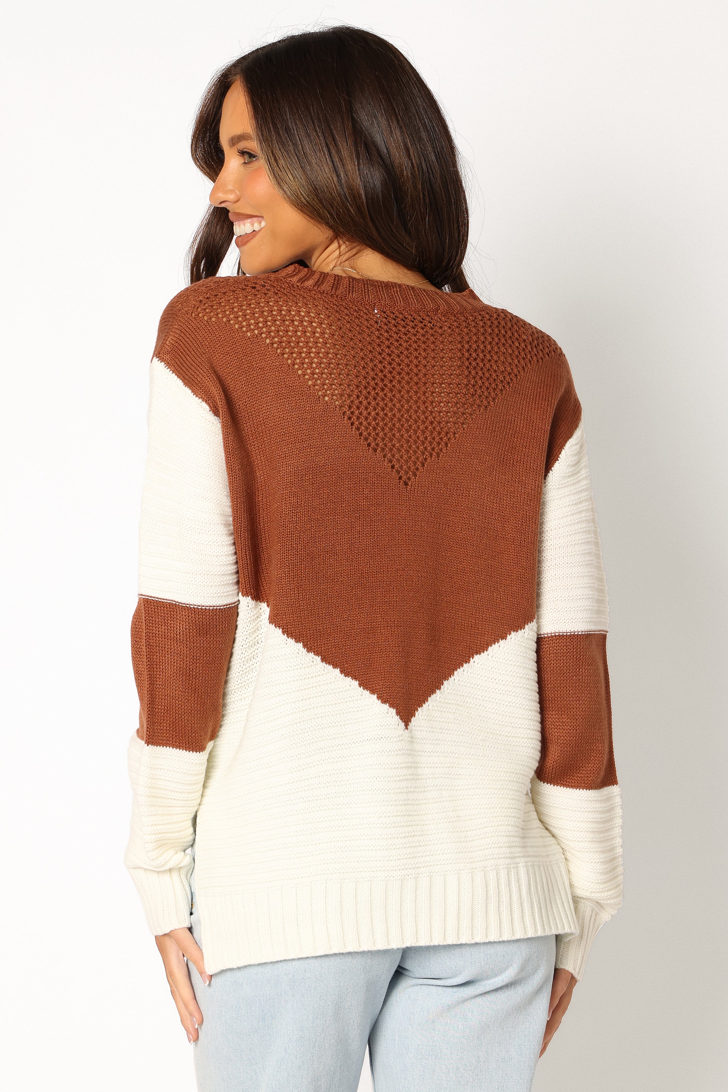KNITWEAR @Lauryn Knit Sweater - Ivory/Camel