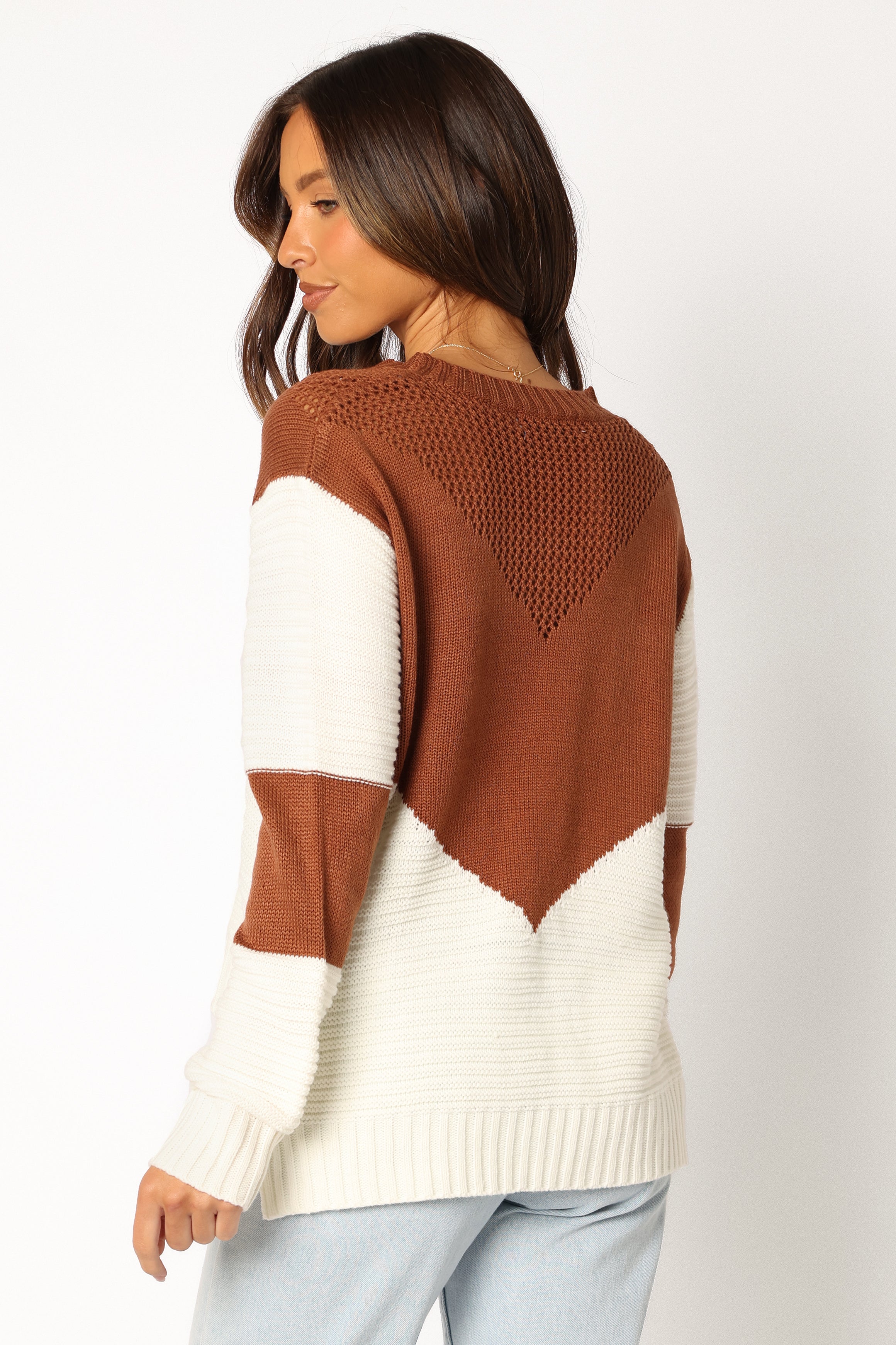 KNITWEAR @Lauryn Knit Sweater - Ivory/Camel