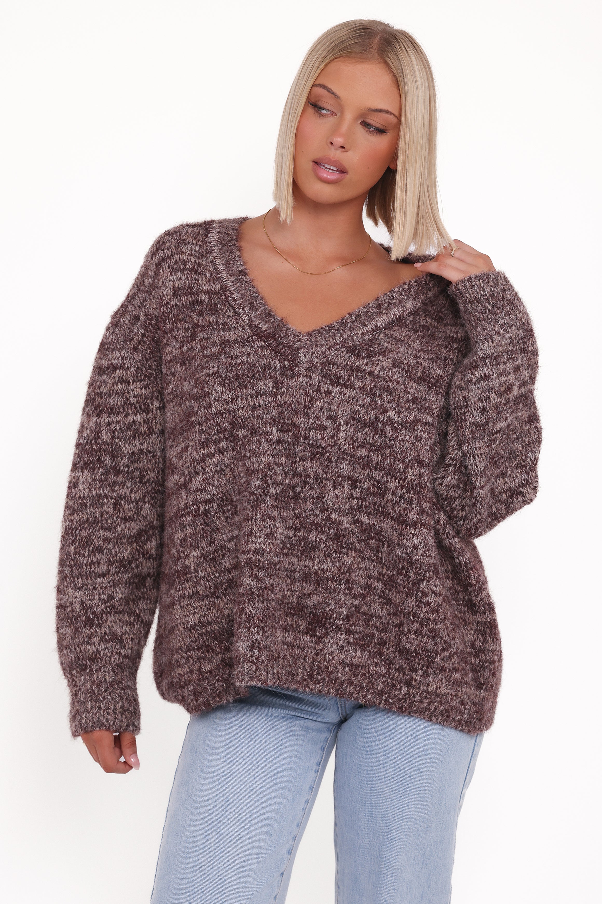 KNITWEAR Libby Oversized Sweater - Brown Marle