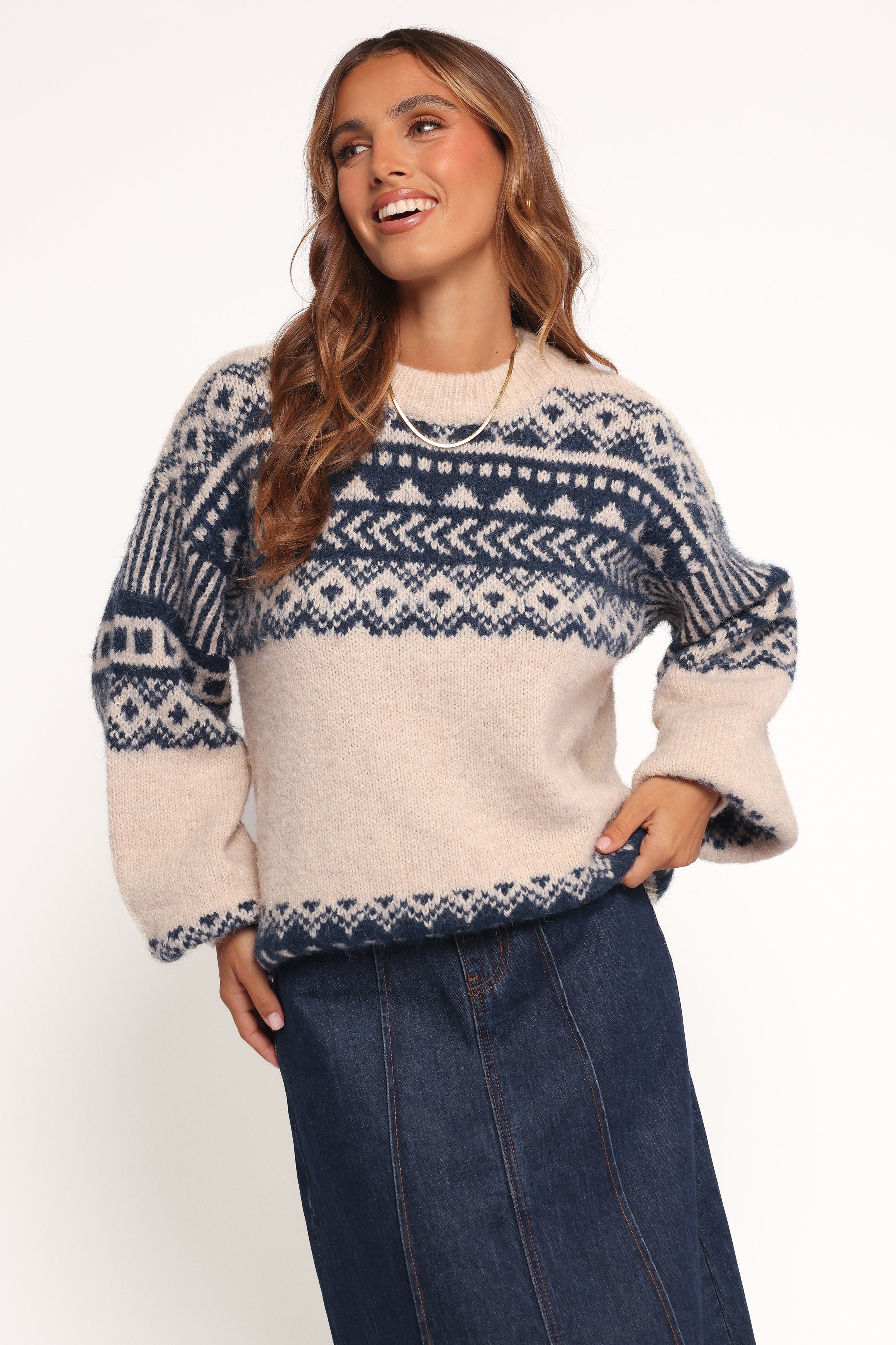 KNITWEAR Lincoln Fair isle Knit Sweater - Navy