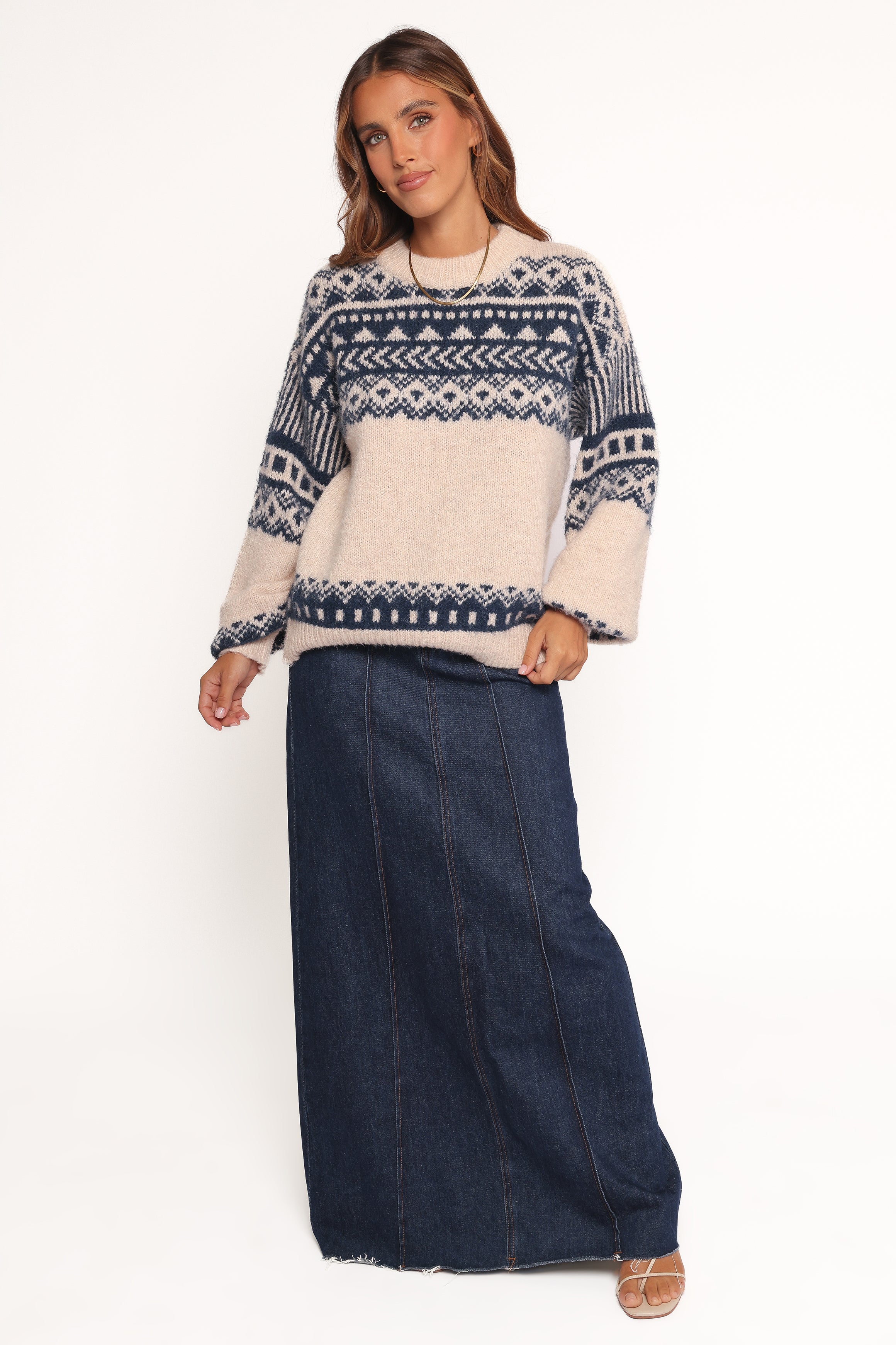 KNITWEAR Lincoln Fair isle Knit Sweater - Navy