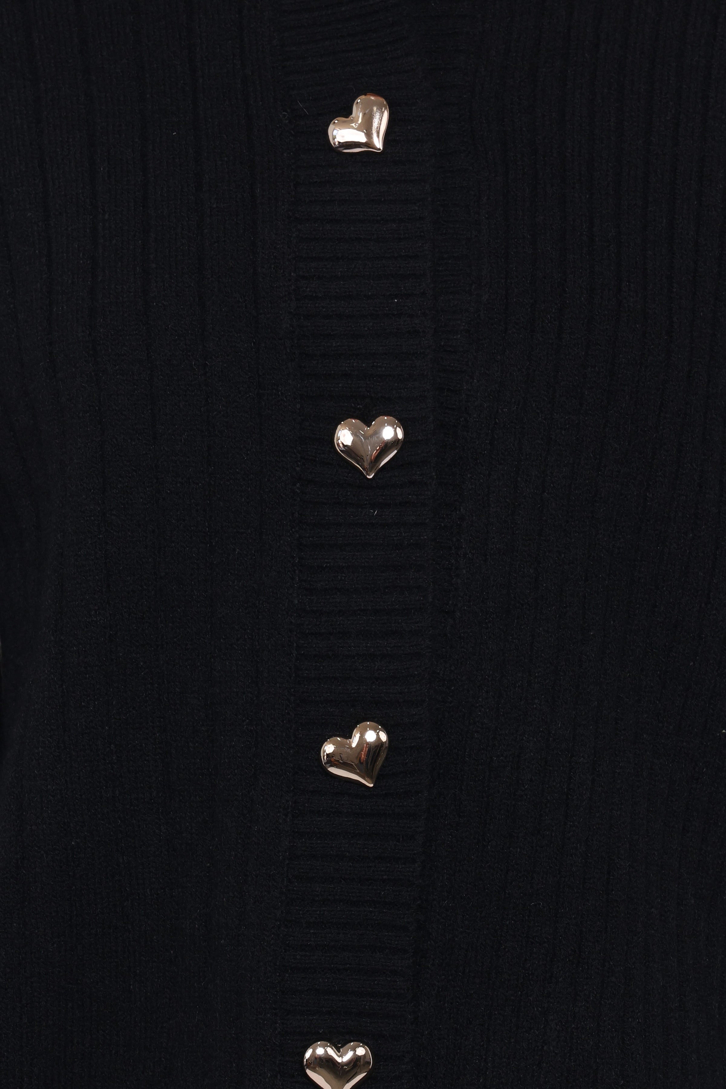 KNITWEAR Loulani Heart Button Cardigan - Black