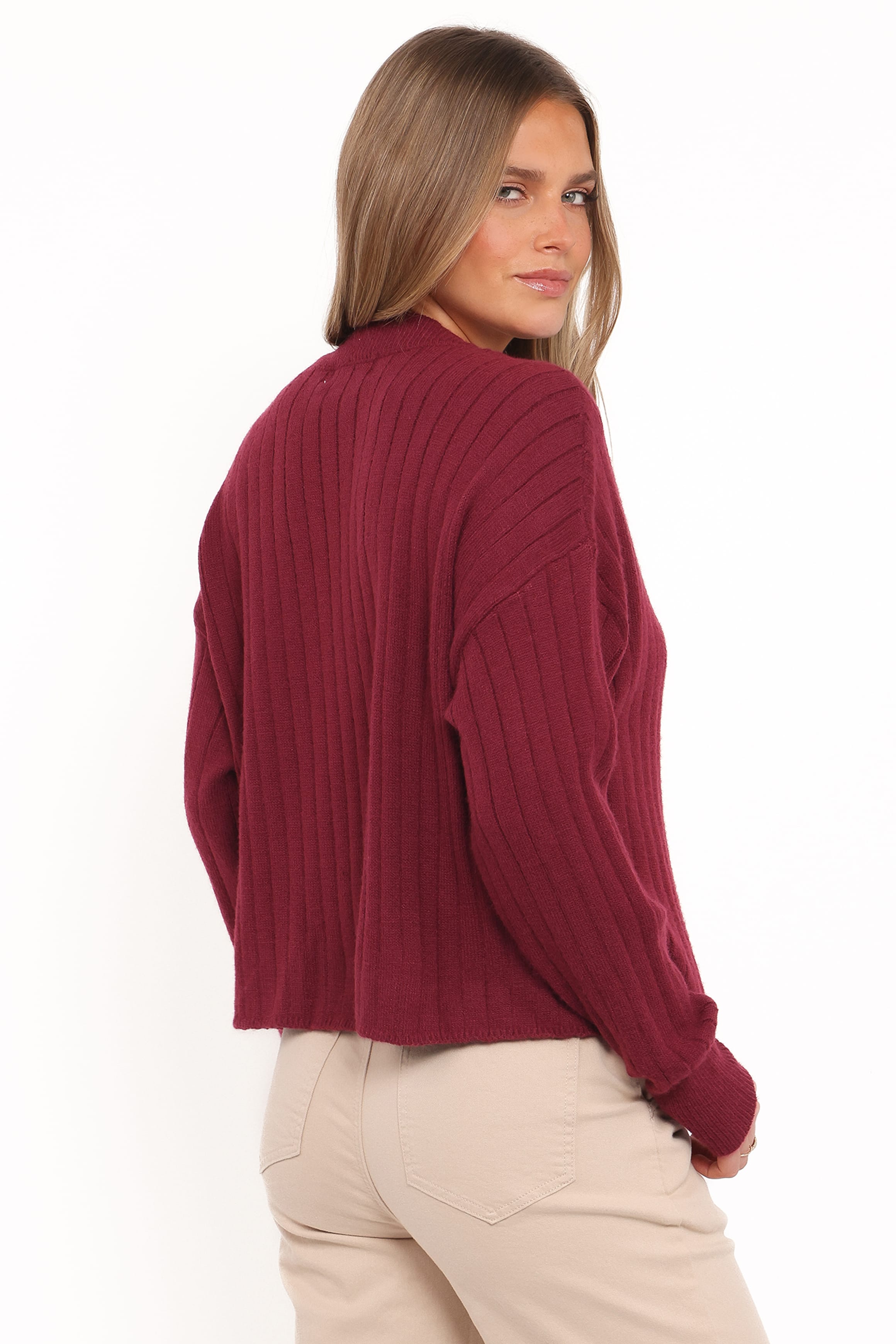 KNITWEAR Loulani Heart Button Cardigan - Cherry