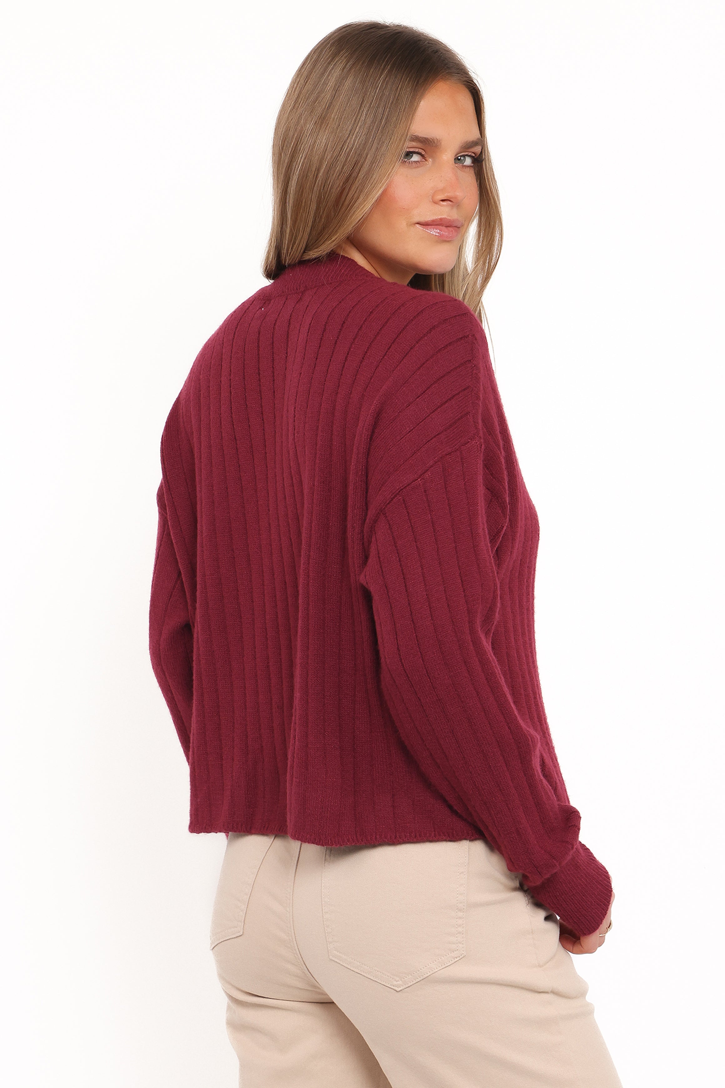 KNITWEAR Loulani Heart Button Cardigan - Cherry