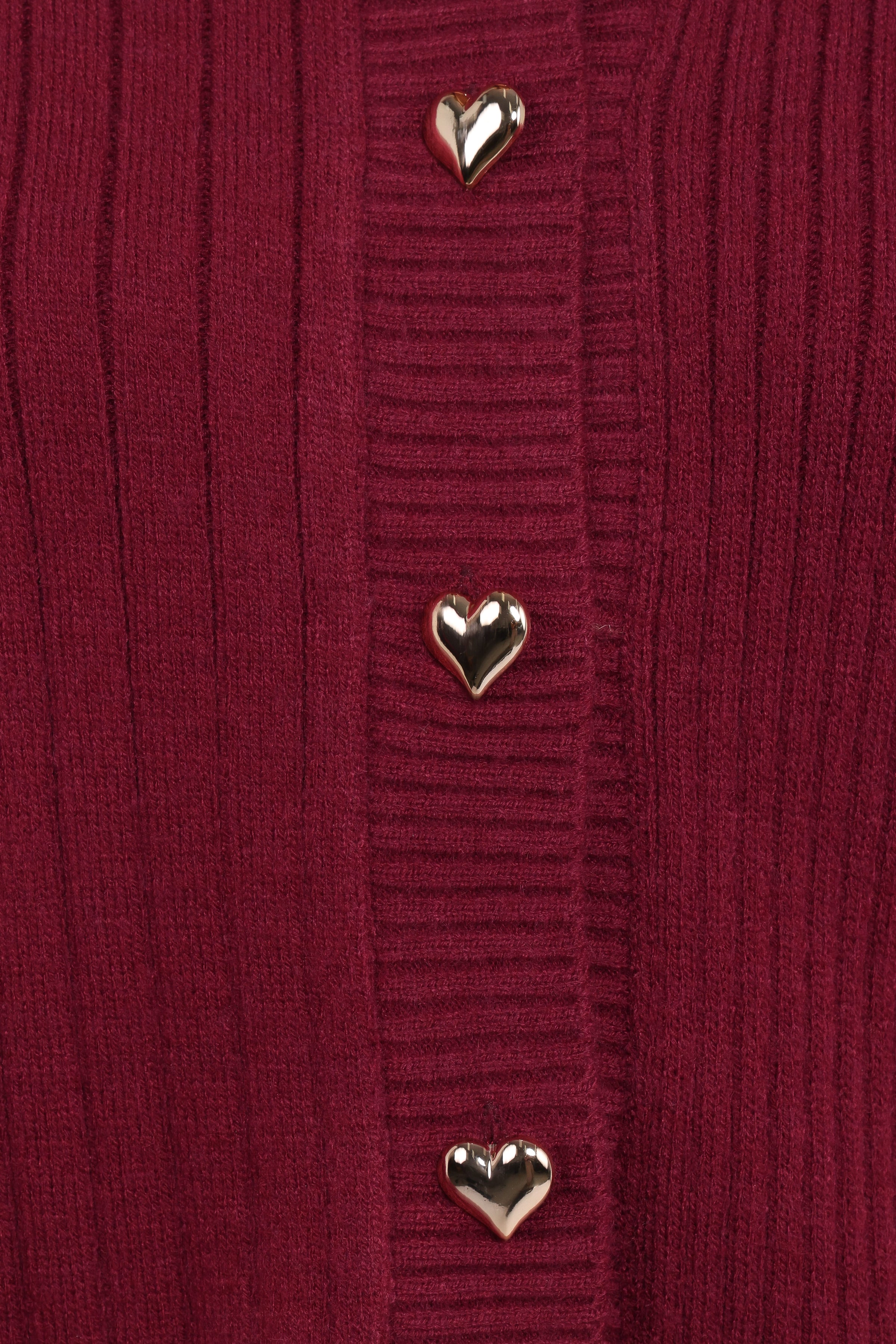 KNITWEAR Loulani Heart Button Cardigan - Cherry