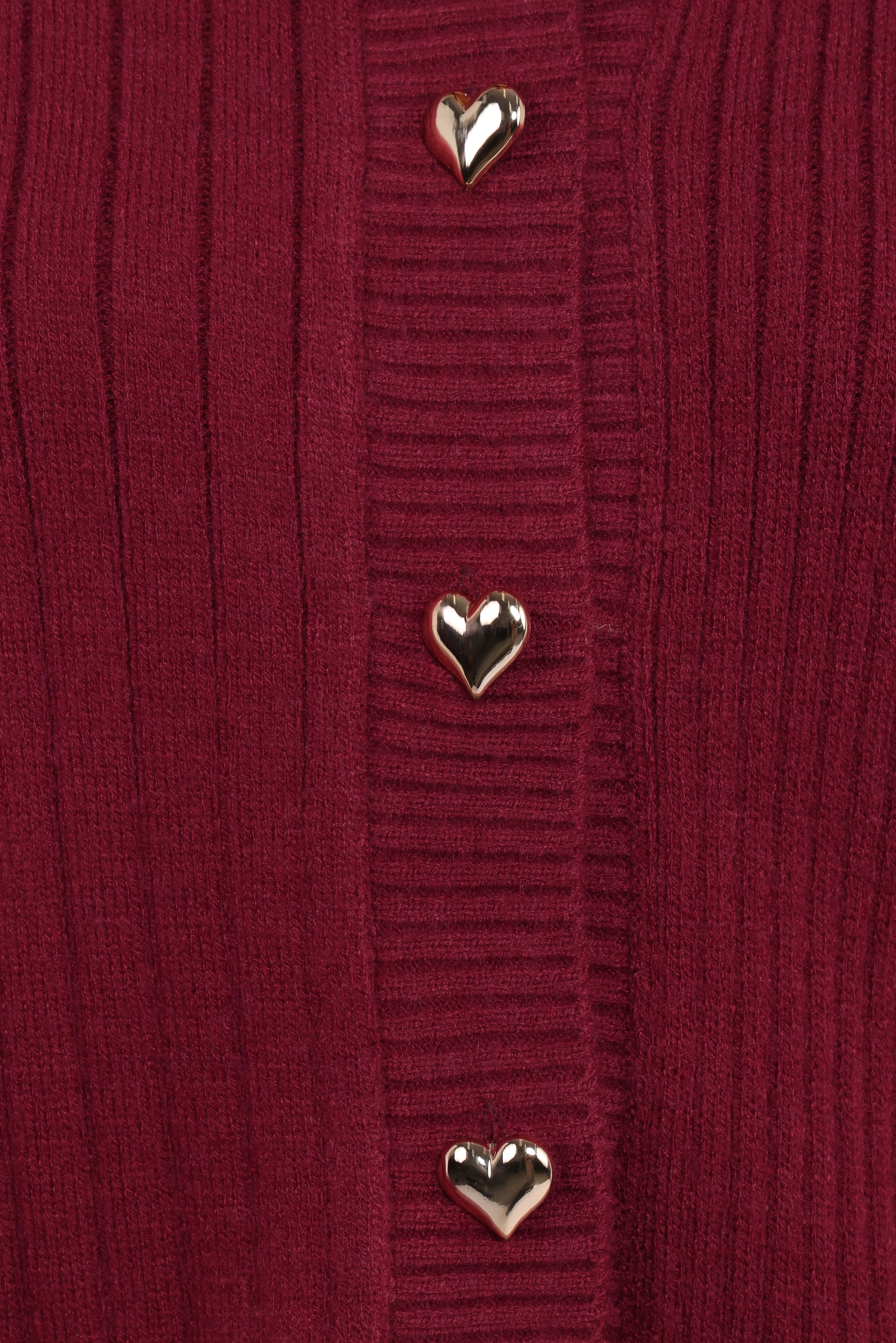 KNITWEAR Loulani Heart Button Cardigan - Cherry