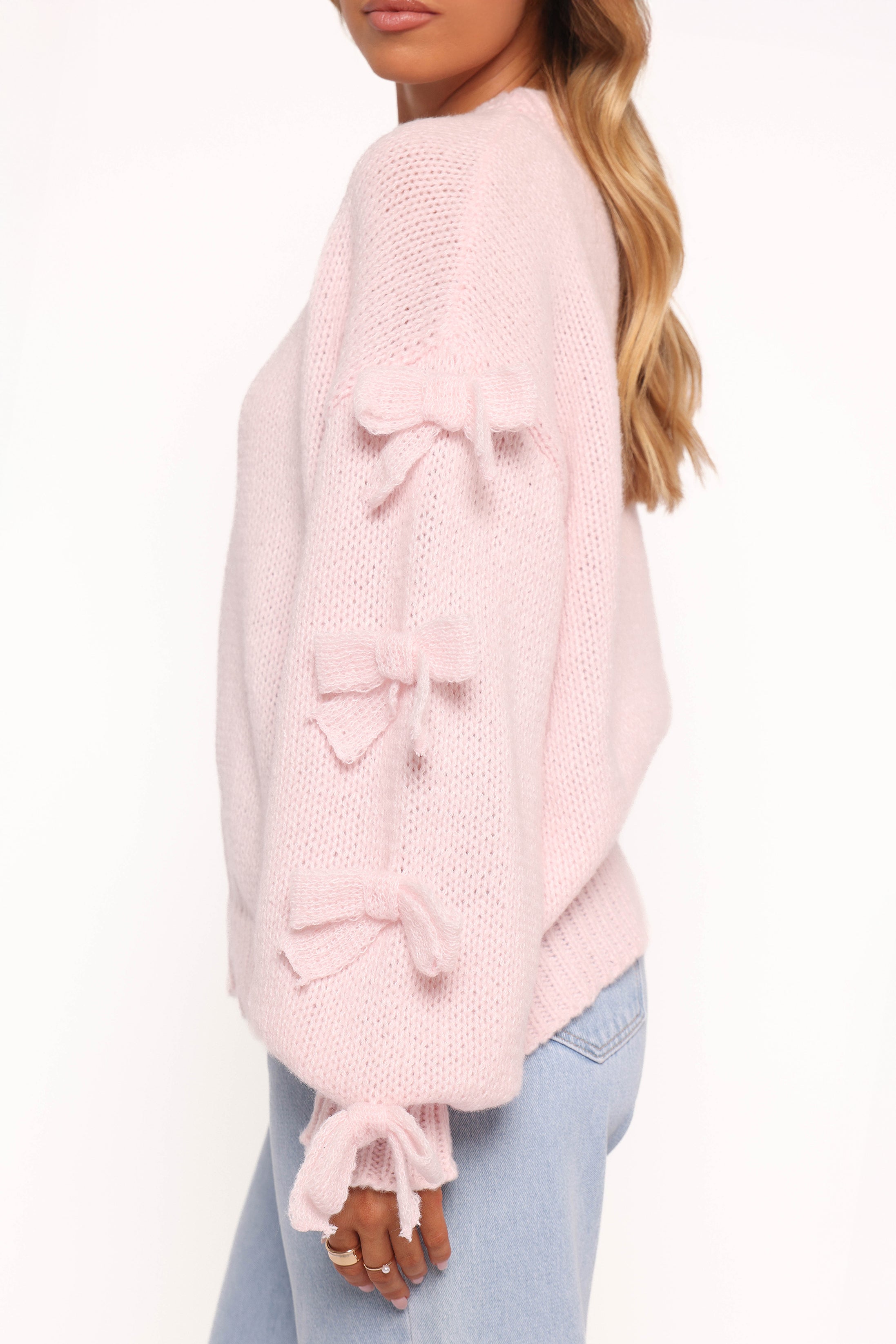 KNITWEAR Lover Tie Sleeve Knit Sweater - Pink