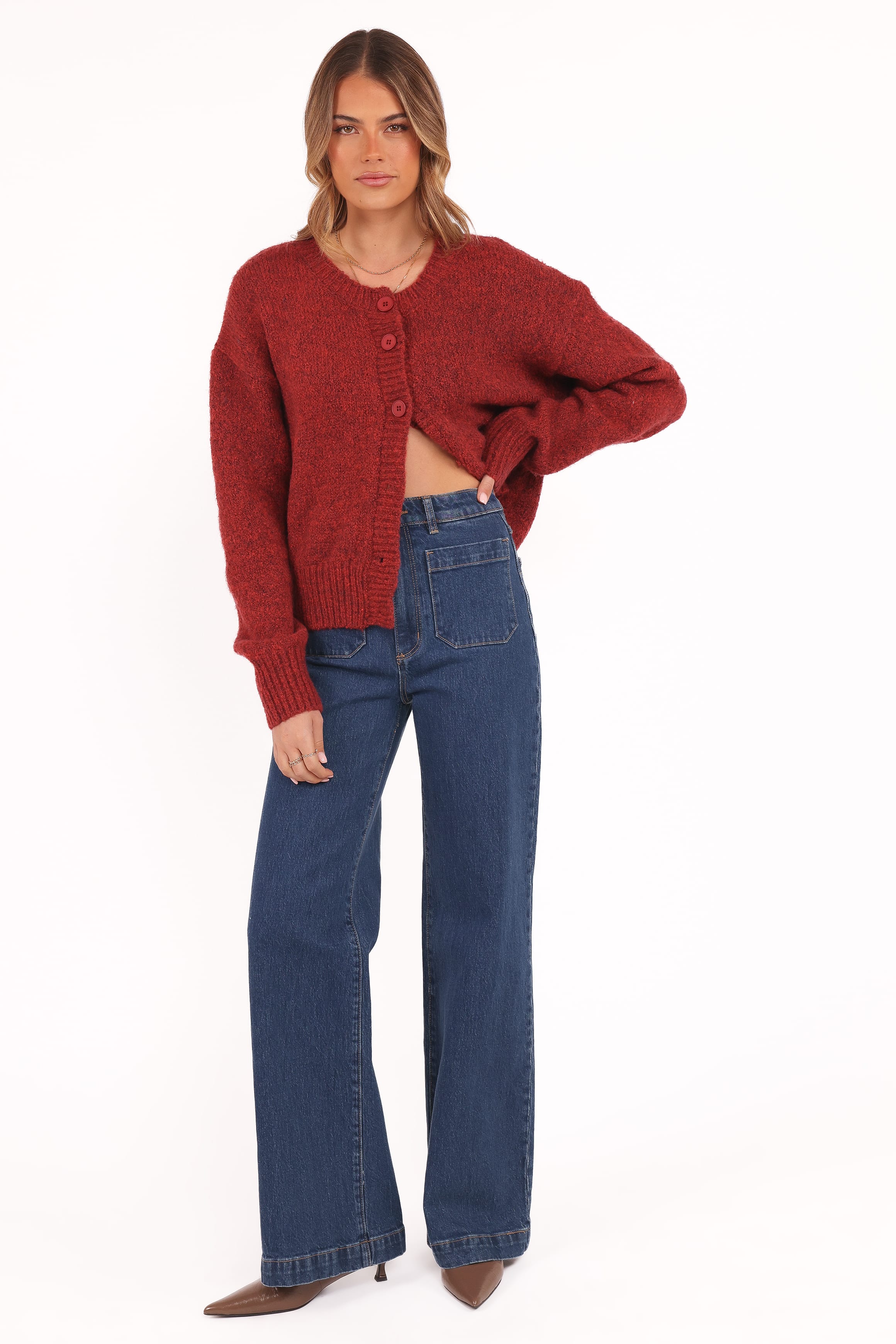KNITWEAR Lucah Cardigan - Dark Red