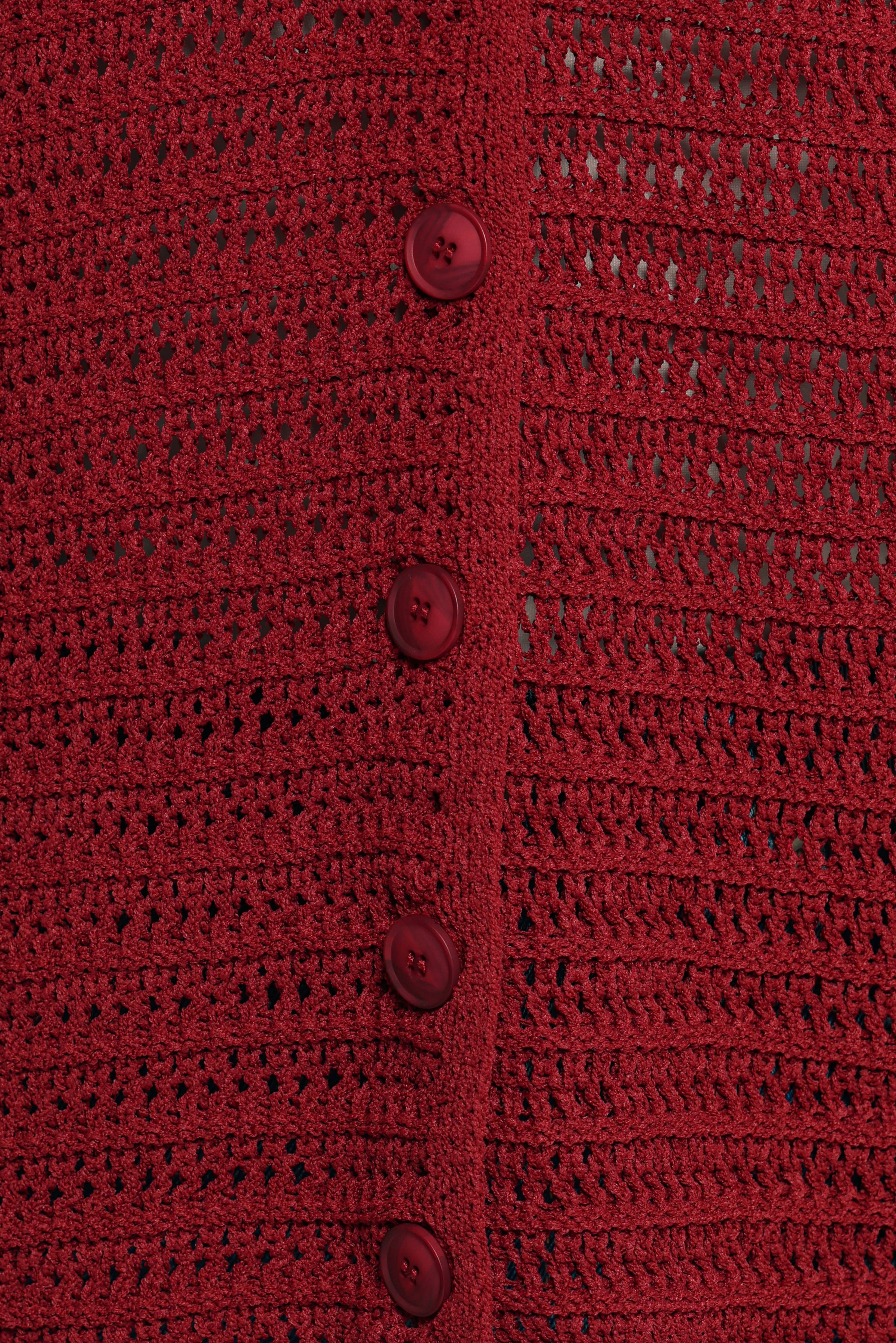 KNITWEAR Lyra Large Collar Cardigan - Burgundy