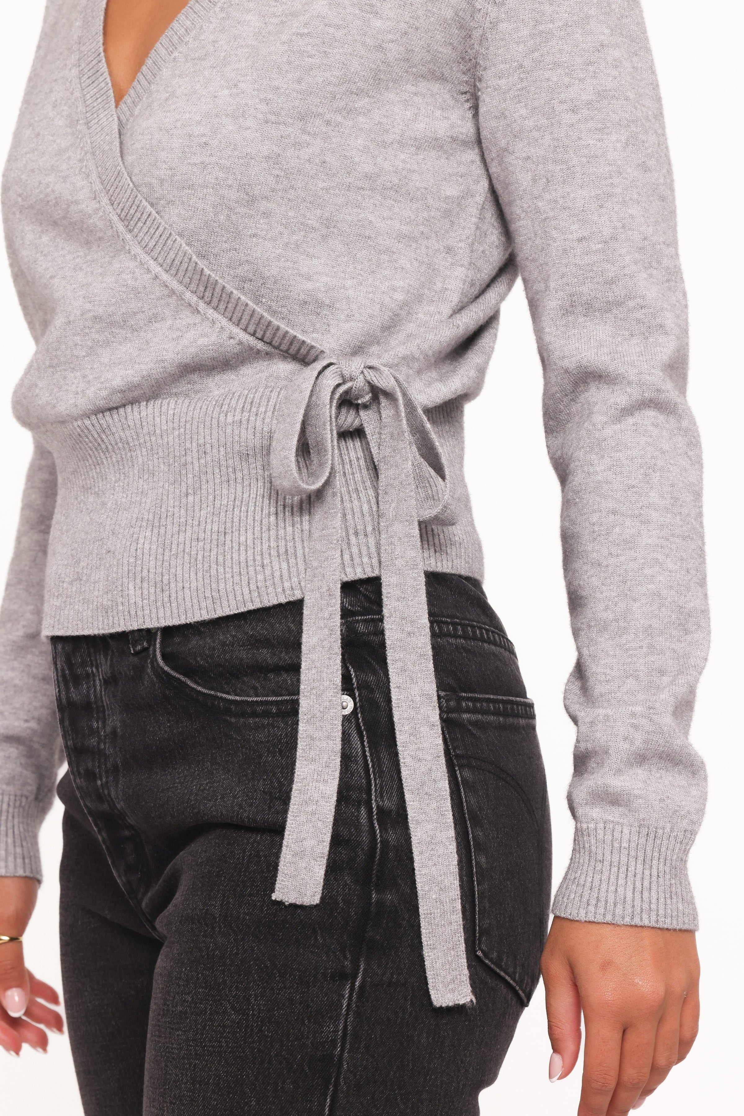 KNITWEAR Marshall Wrap Knit Sweater - Grey