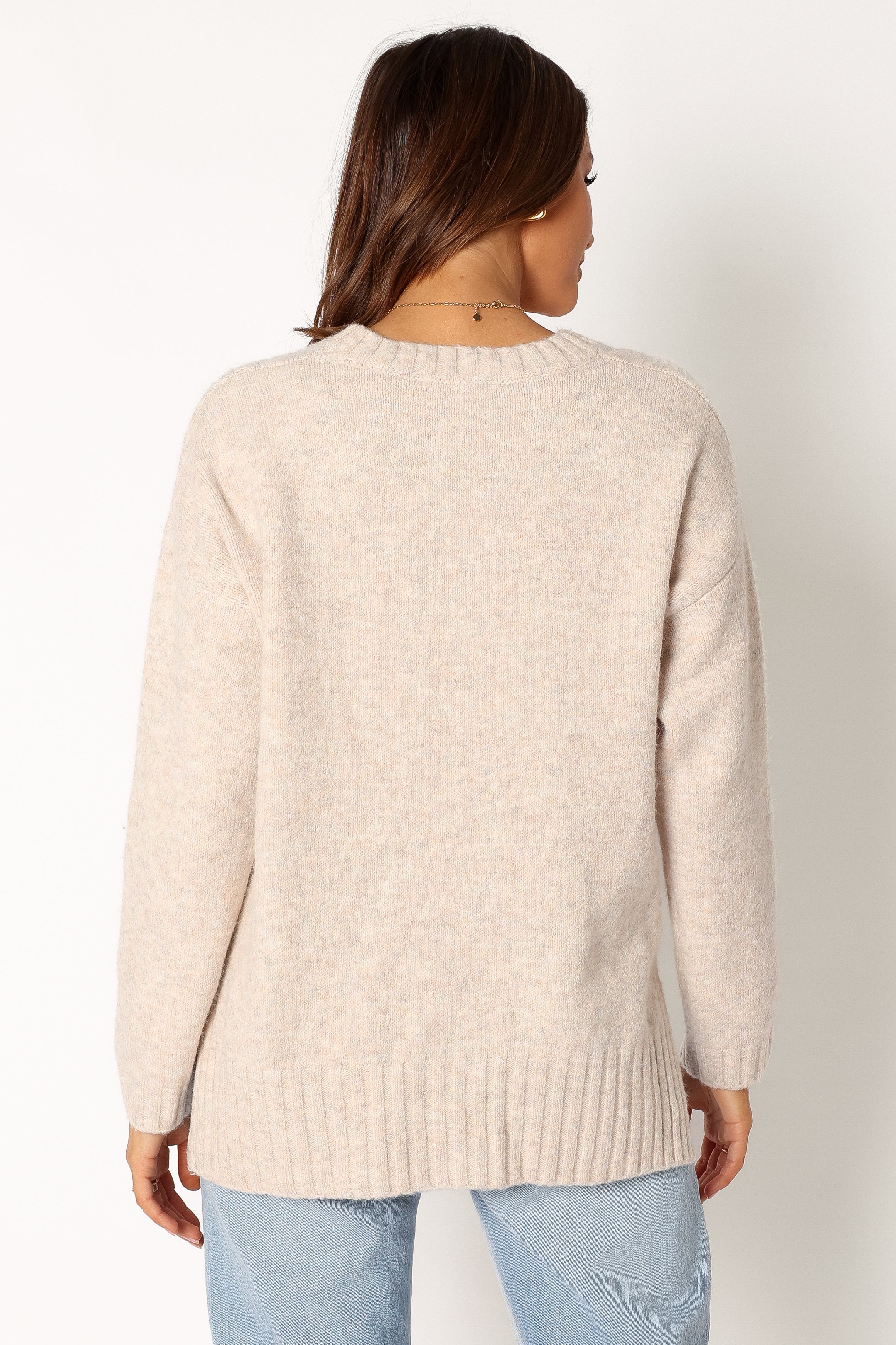 KNITWEAR @Meilani Textured Knit Sweater - Oatmeal