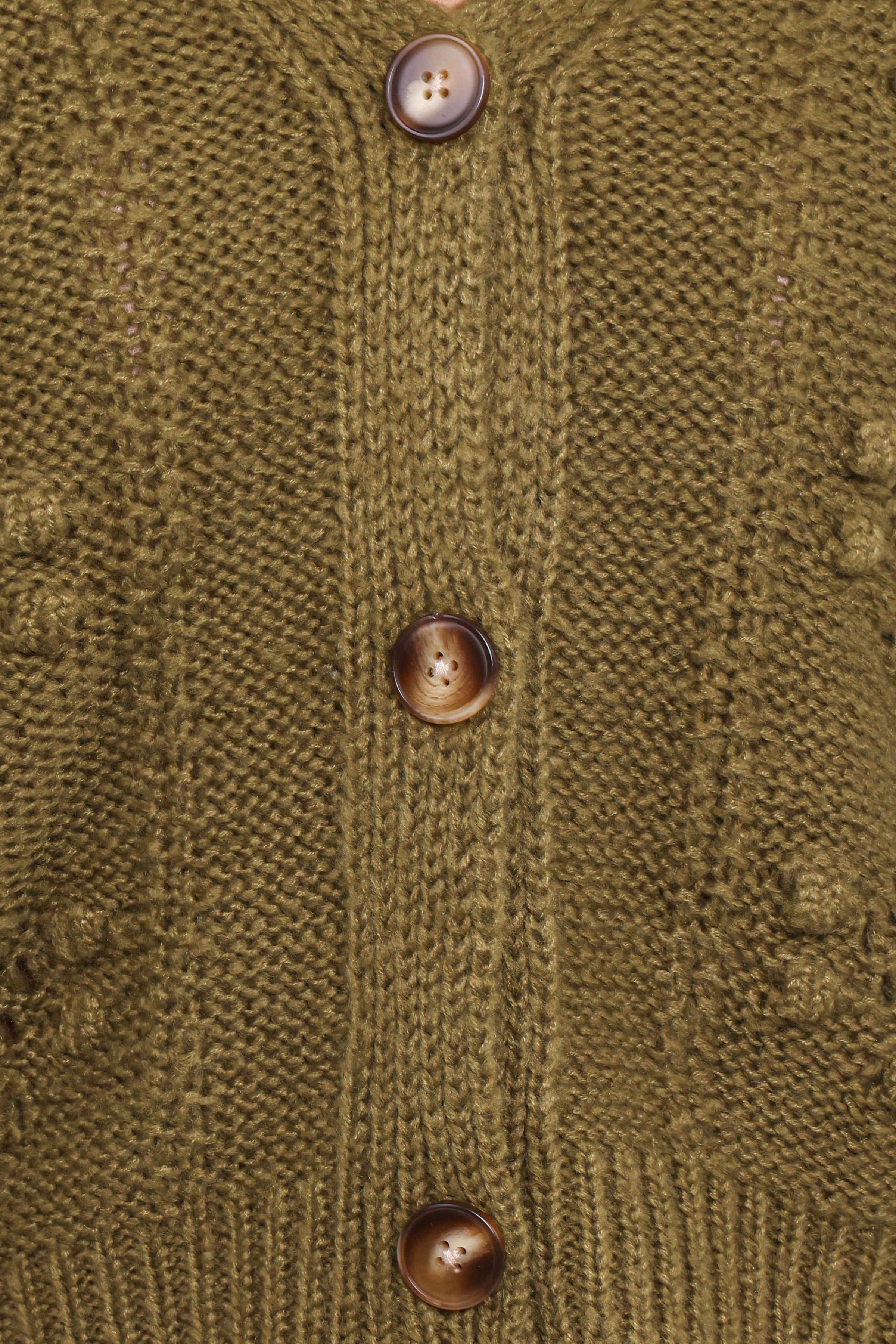 KNITWEAR Melody Textured Button Up Cardigan - Olive