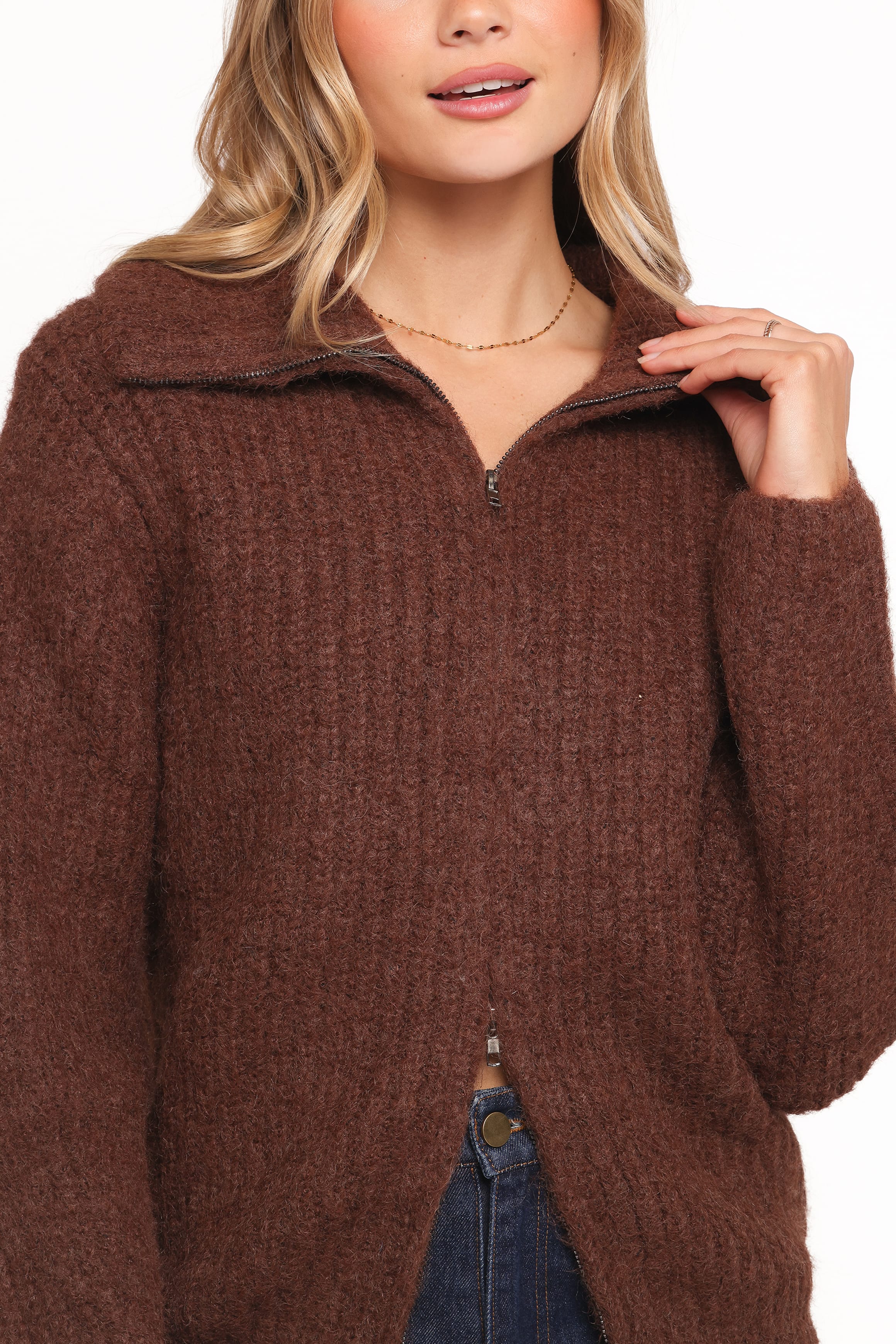KNITWEAR Miffy Zip Through Cardigan - Chocolate