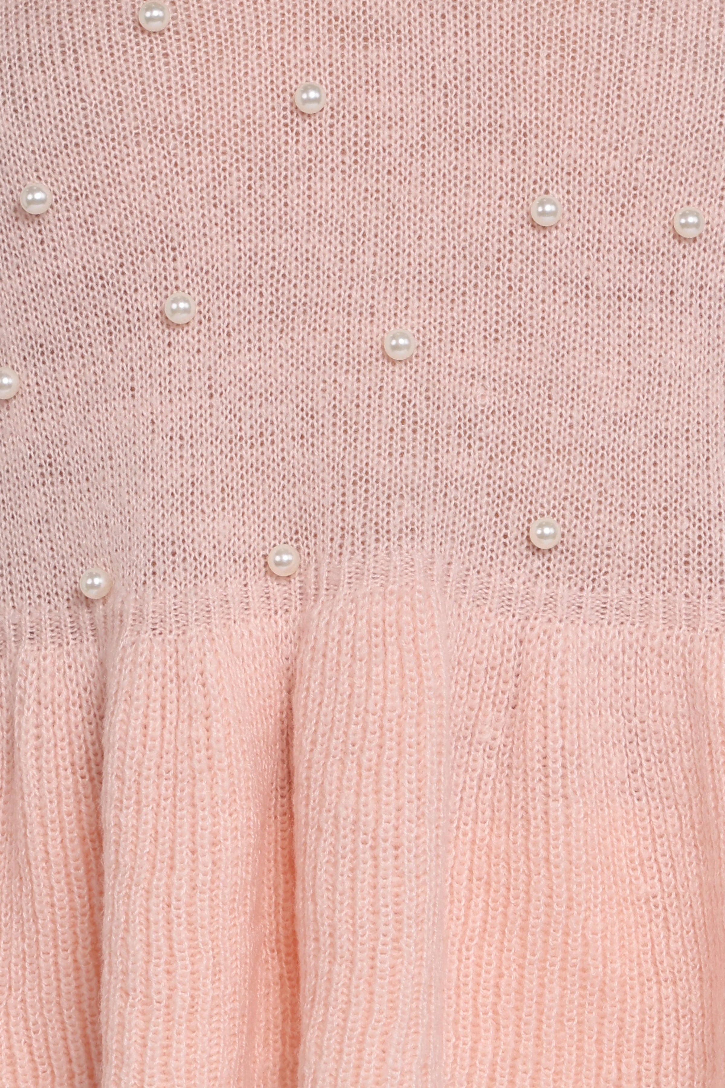 KNITWEAR Molly Pearl Peplum Knit Sweater - Light Pink