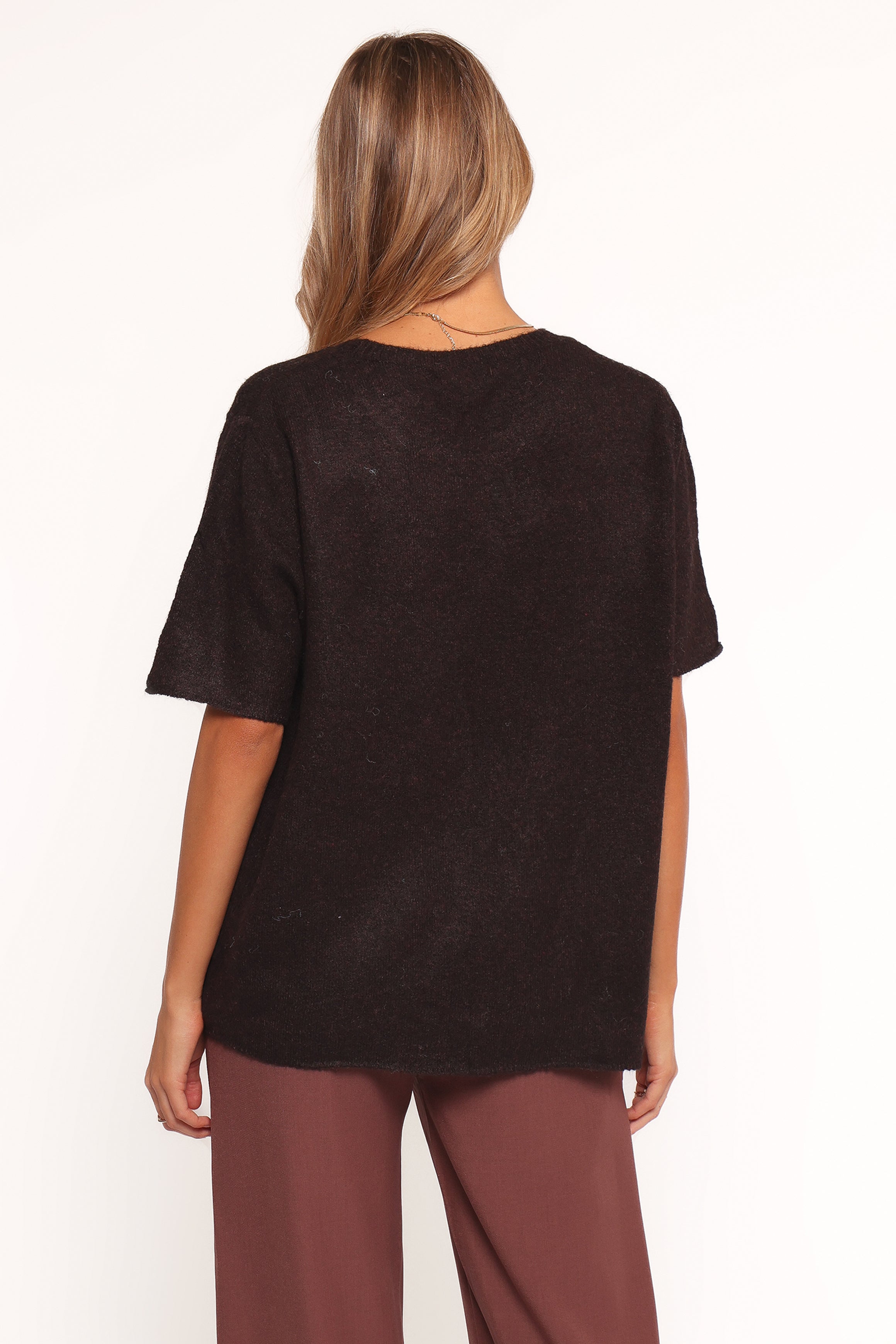 KNITWEAR Morris Short Sleeve Oversized Sweater Tee - Dark Chocolate