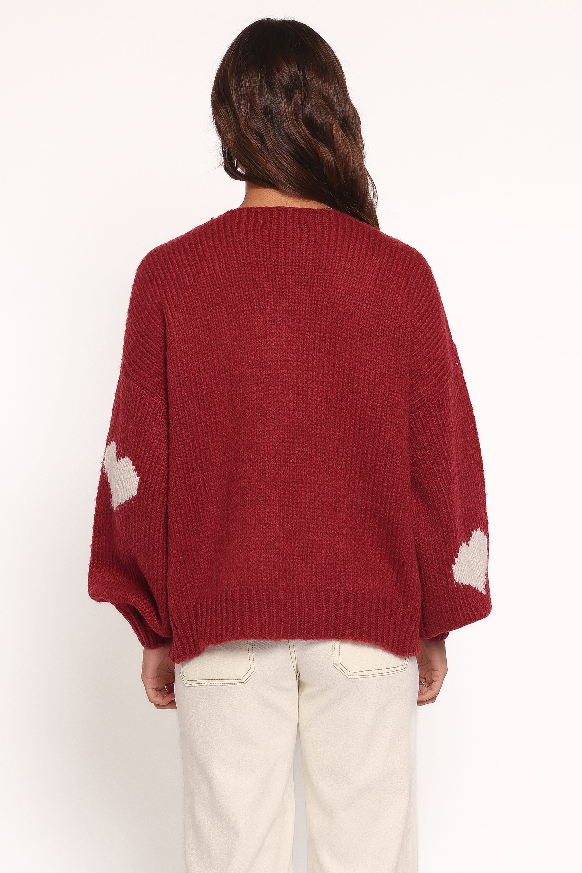 KNITWEAR Nadine All Over Heart Tie Front Cardigan - Wine