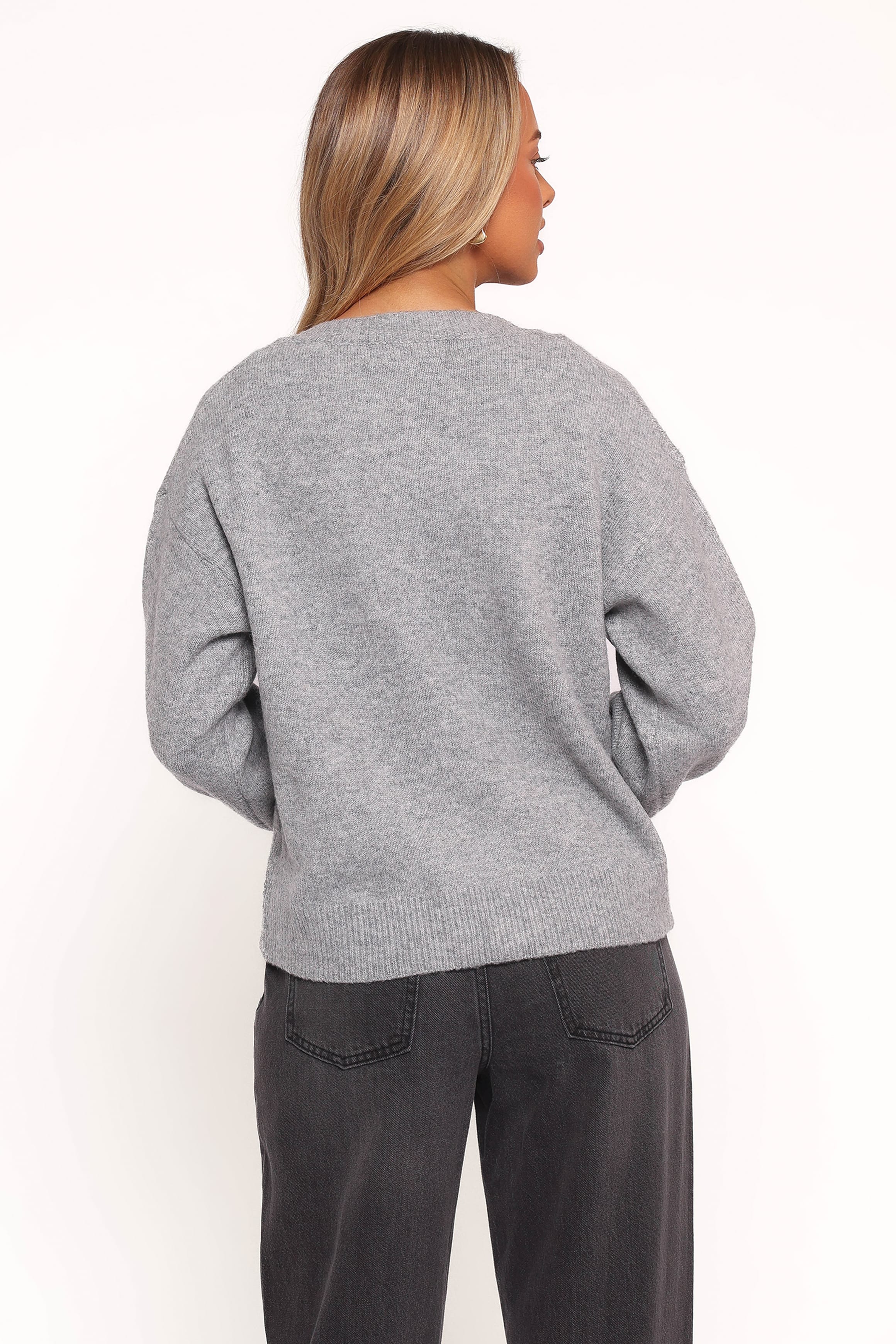 KNITWEAR Neri Bow Tie Front Cardigan - Grey