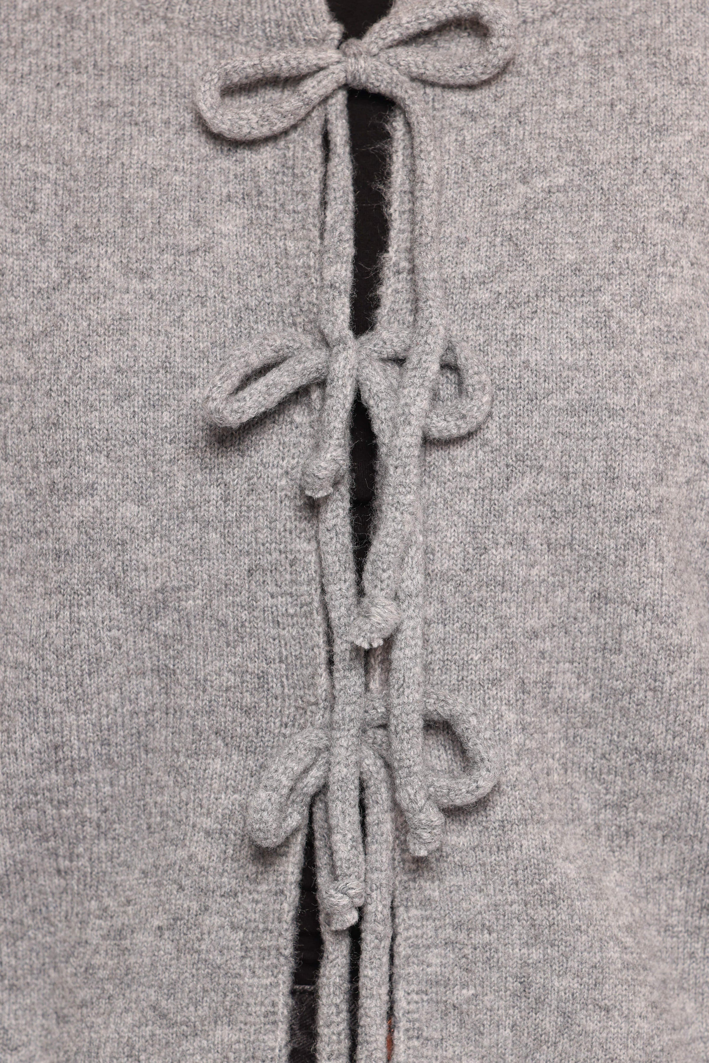 KNITWEAR Neri Bow Tie Front Cardigan - Grey