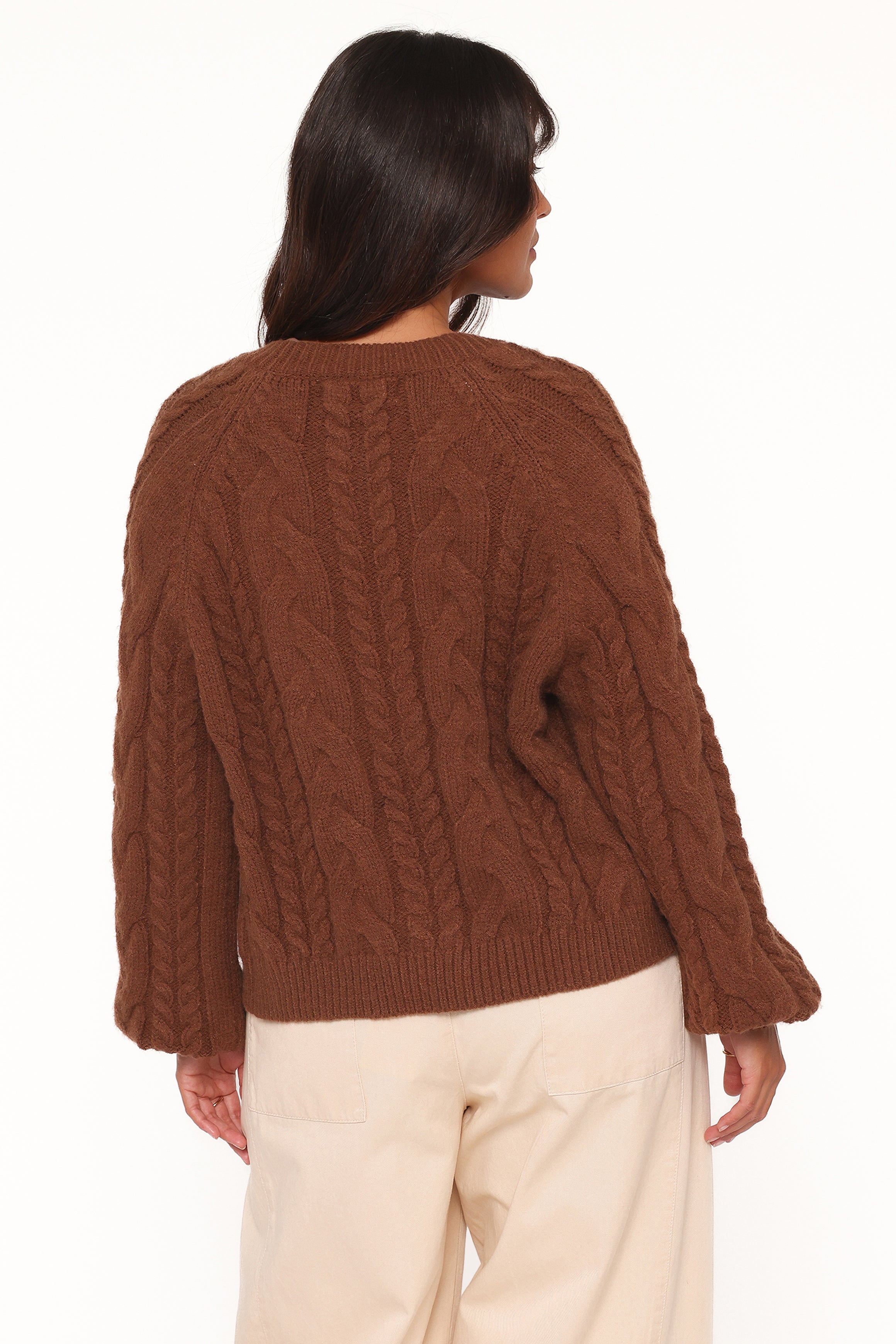 KNITWEAR Nika Cable Knit Cardigan - Brown
