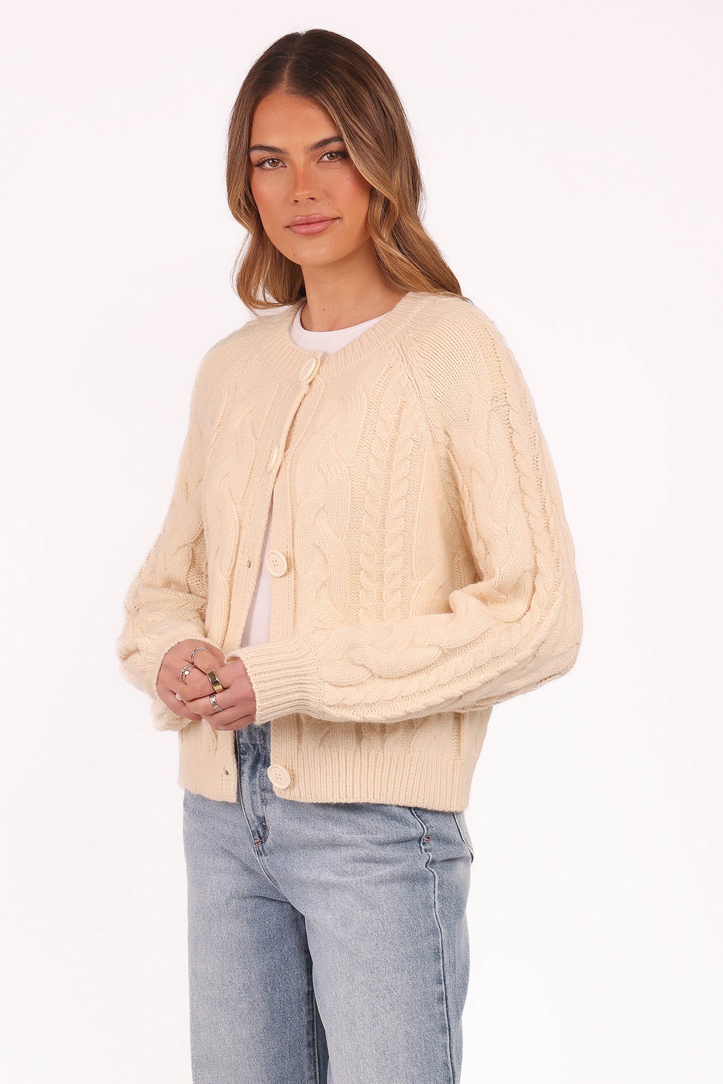 KNITWEAR Nika Cable Knit Cardigan - Taupe