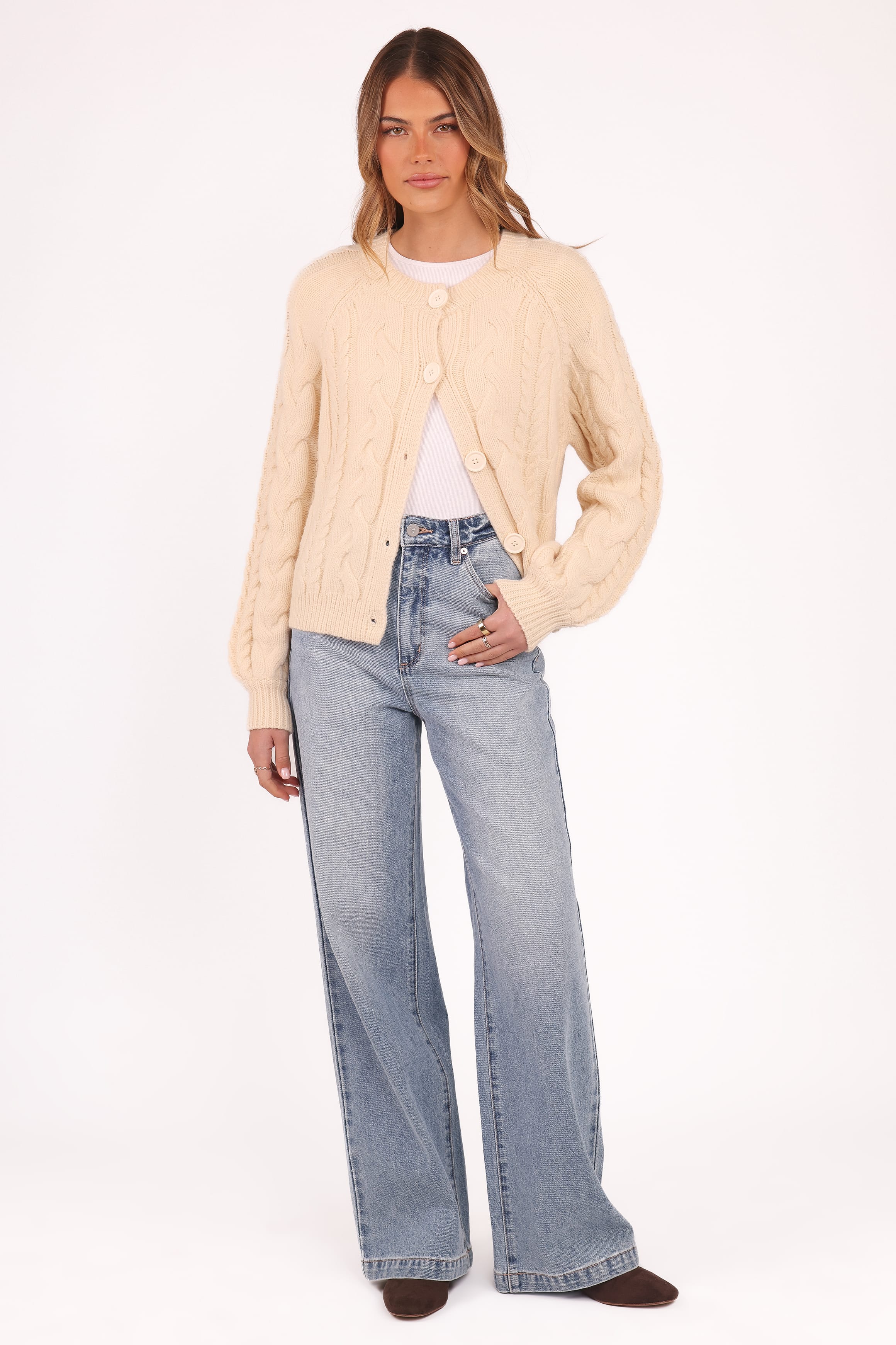 KNITWEAR Nika Cable Knit Cardigan - Taupe