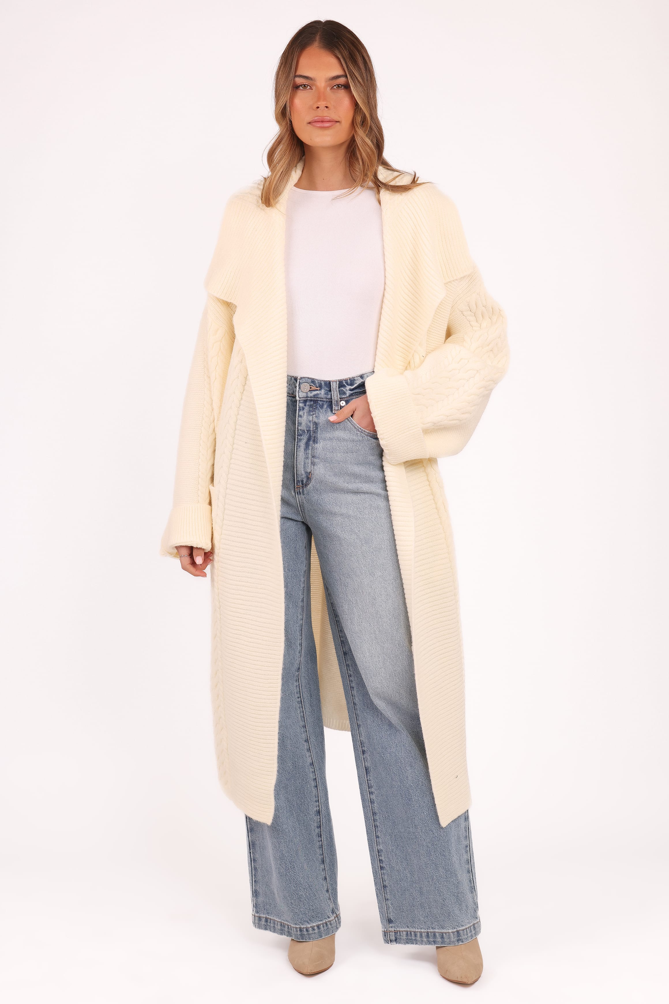 KNITWEAR Nova Long Cardigan - Cream