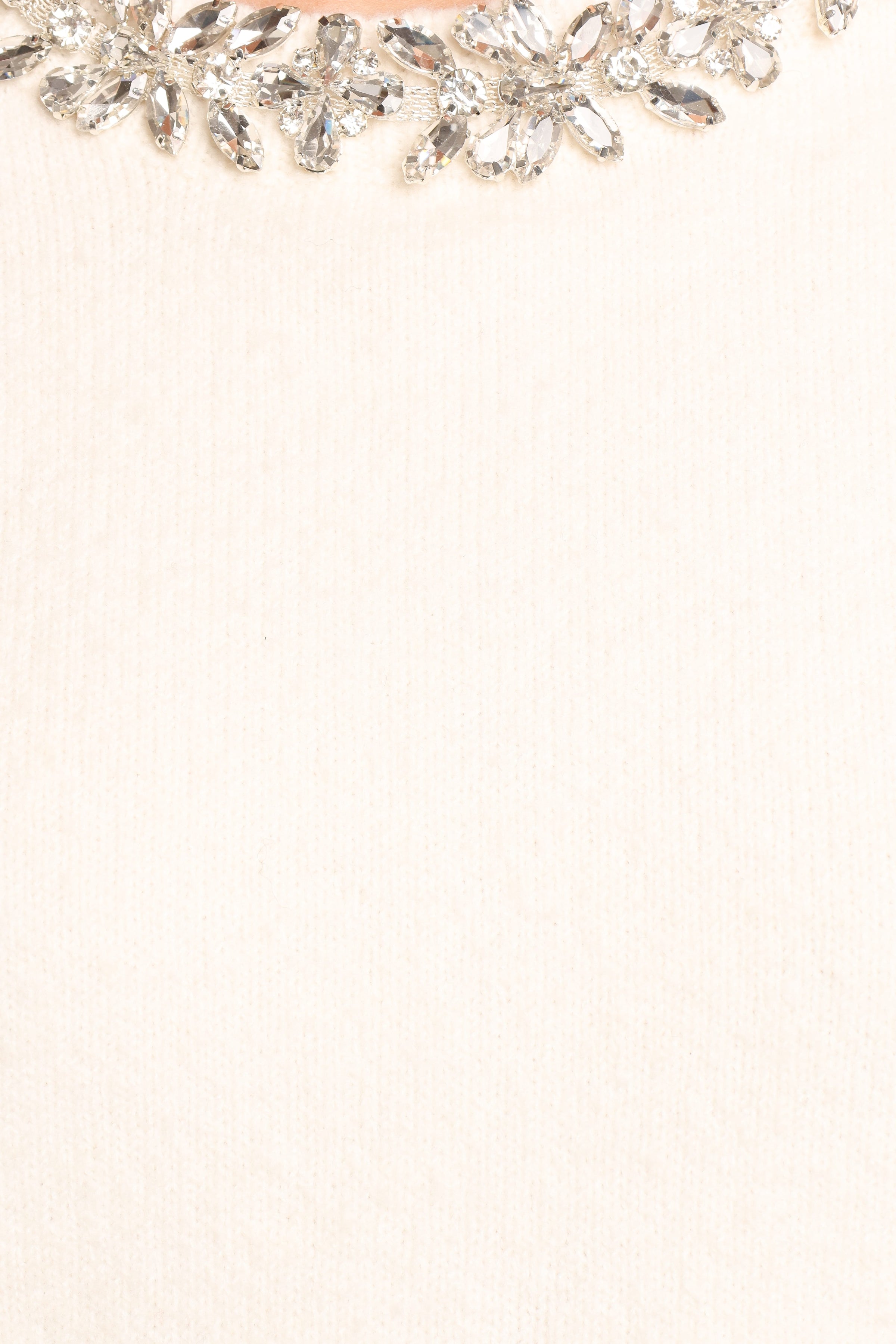 KNITWEAR Orlana Embellished Neck Short Sleeve Sweater - Cream