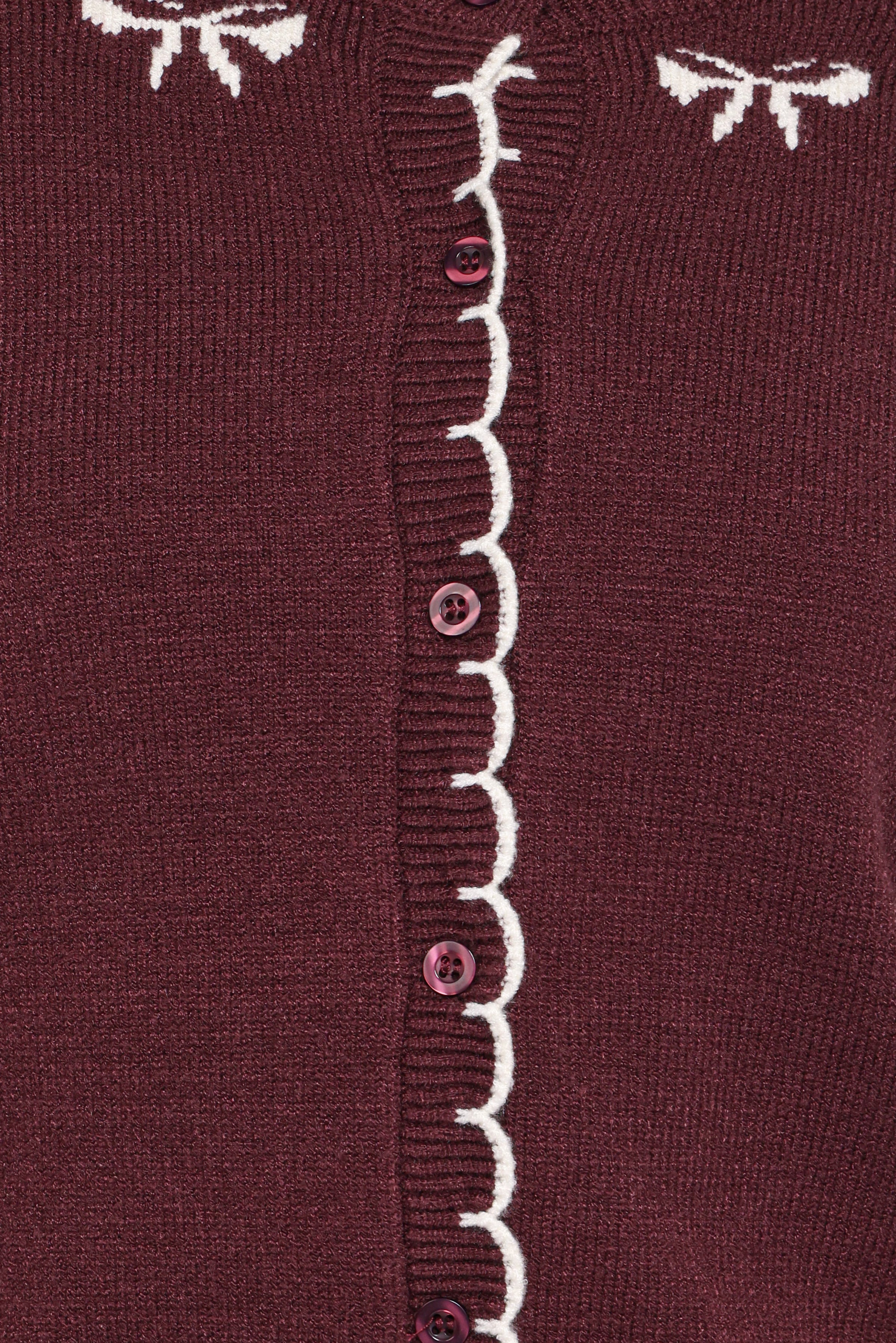 KNITWEAR Payton Bow Scallop Cardigan - Plum