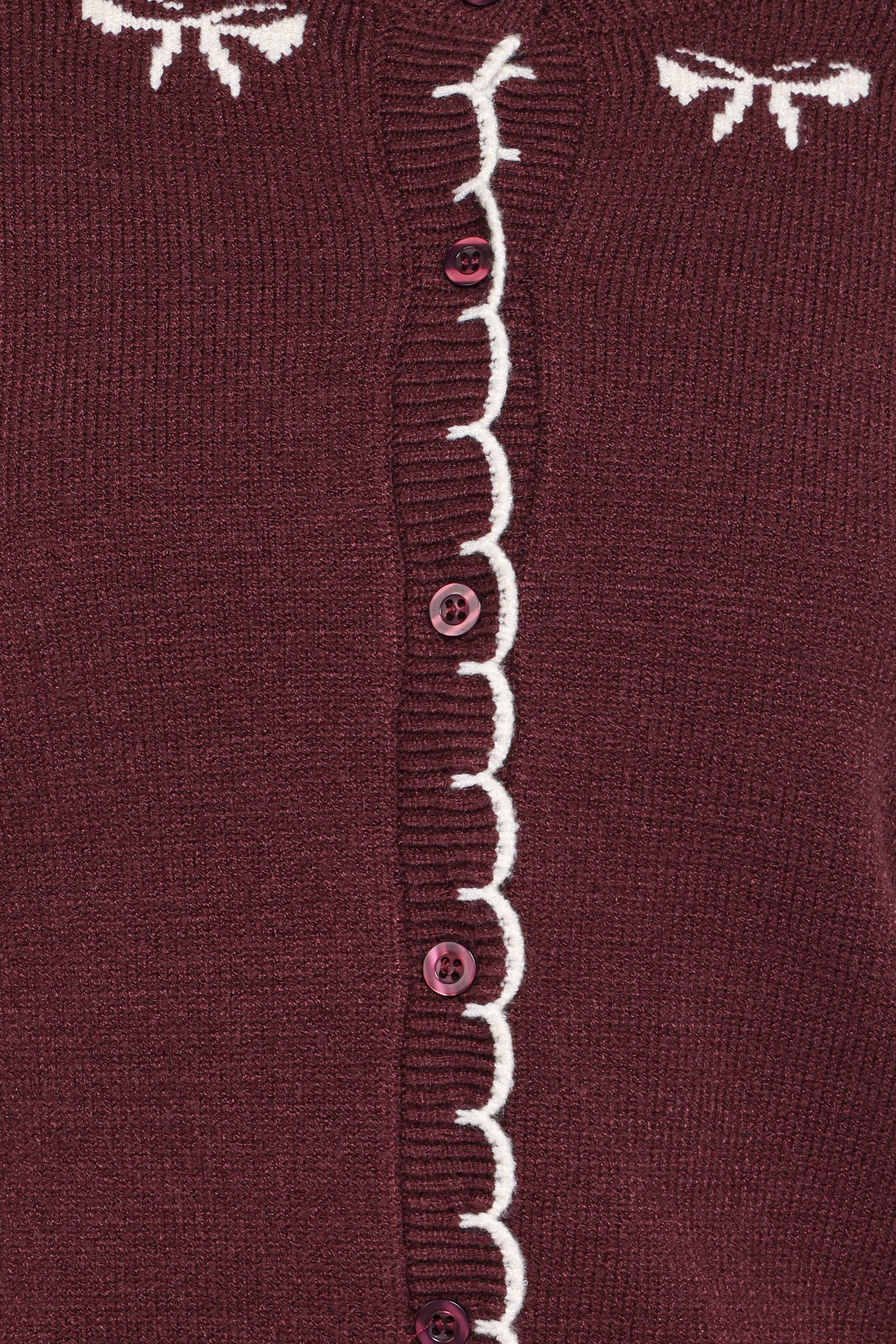KNITWEAR Payton Bow Scallop Cardigan - Plum