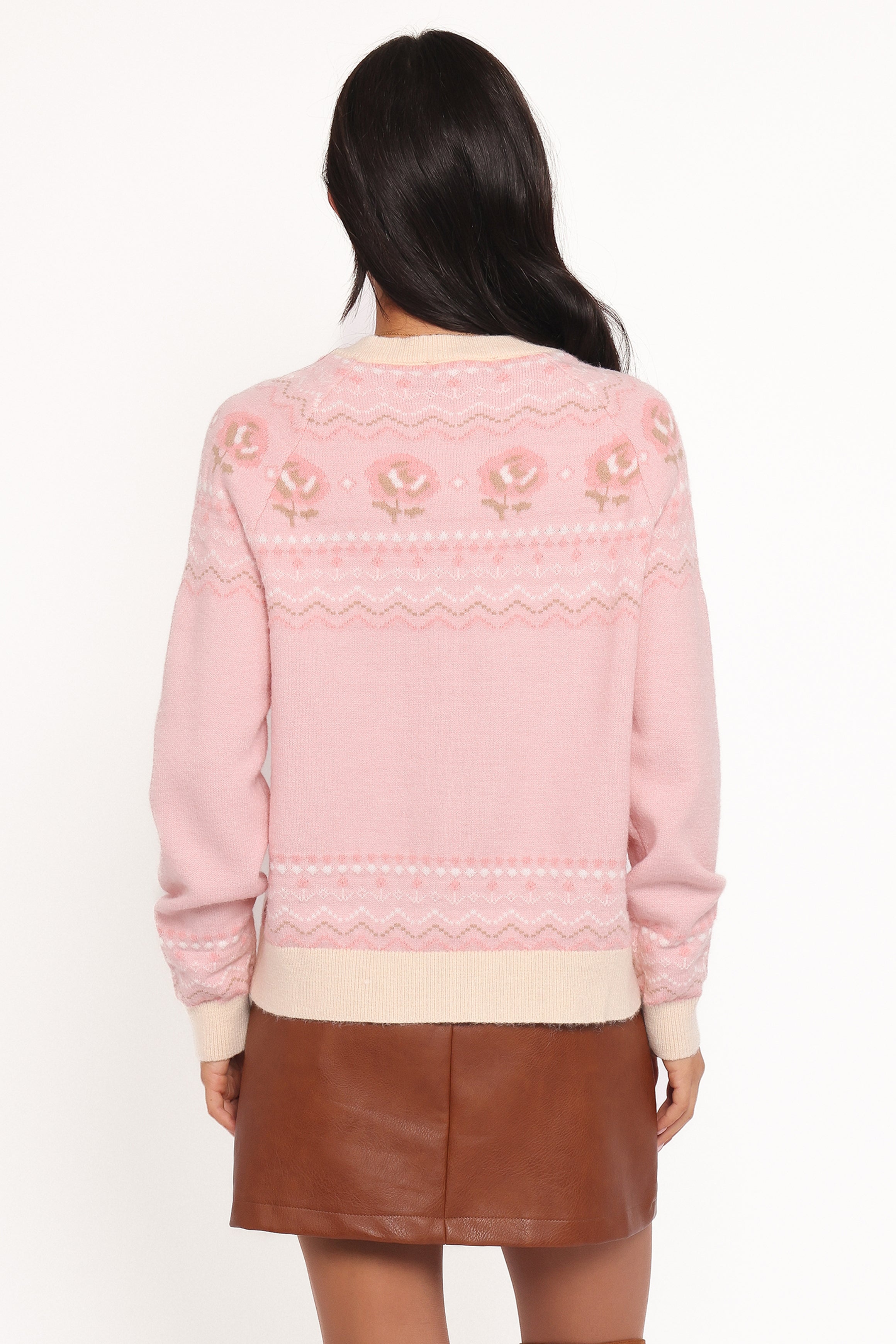 KNITWEAR Poppi Fairisle Cardigan - Pink