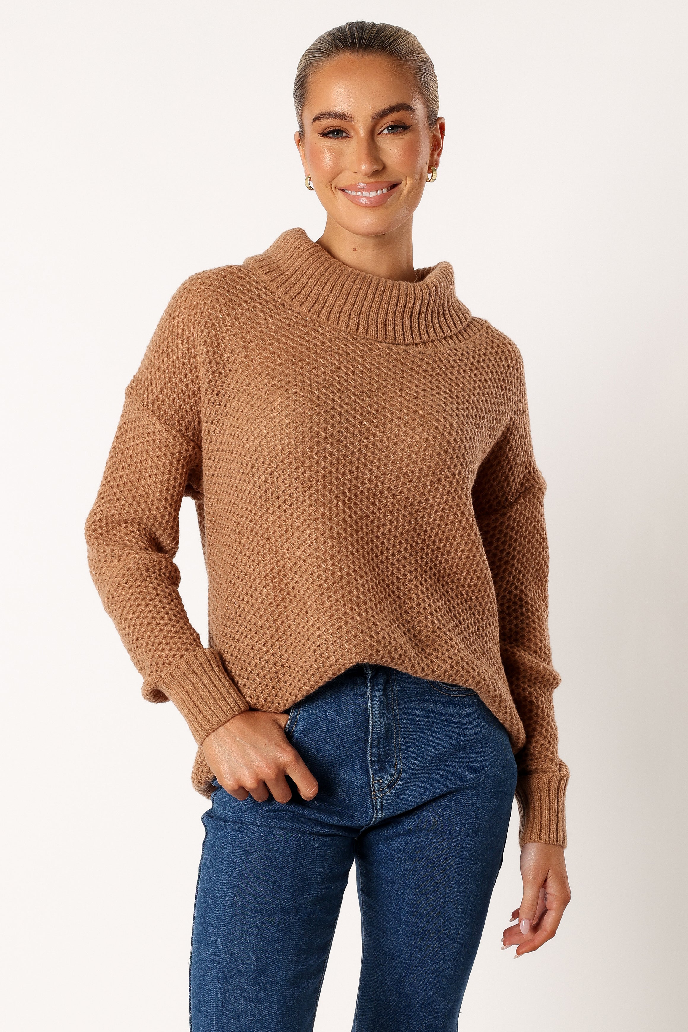 KNITWEAR @Rayne Turtleneck Knit Sweater - Beige