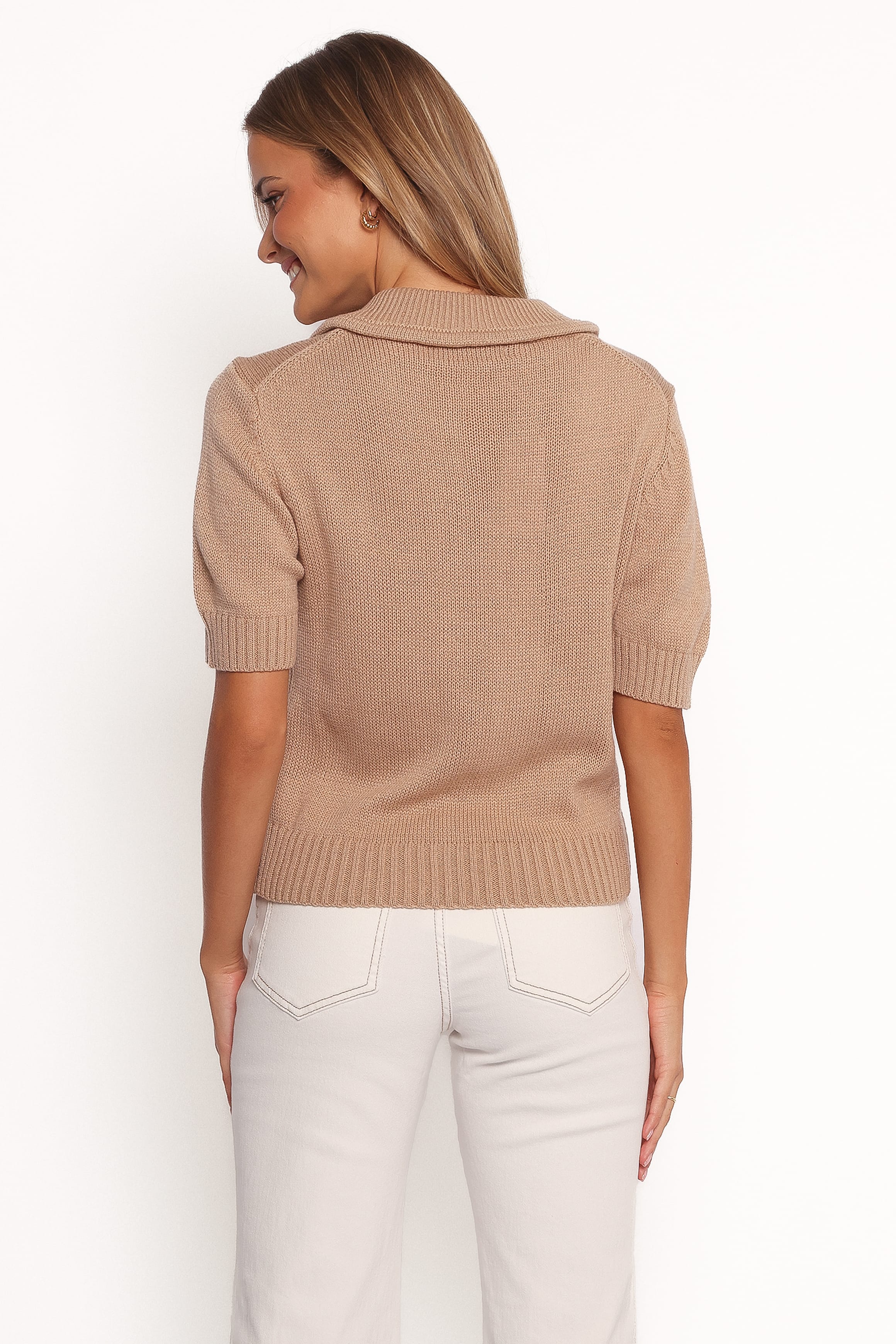 KNITWEAR Roman Button Front Cardigan - Beige