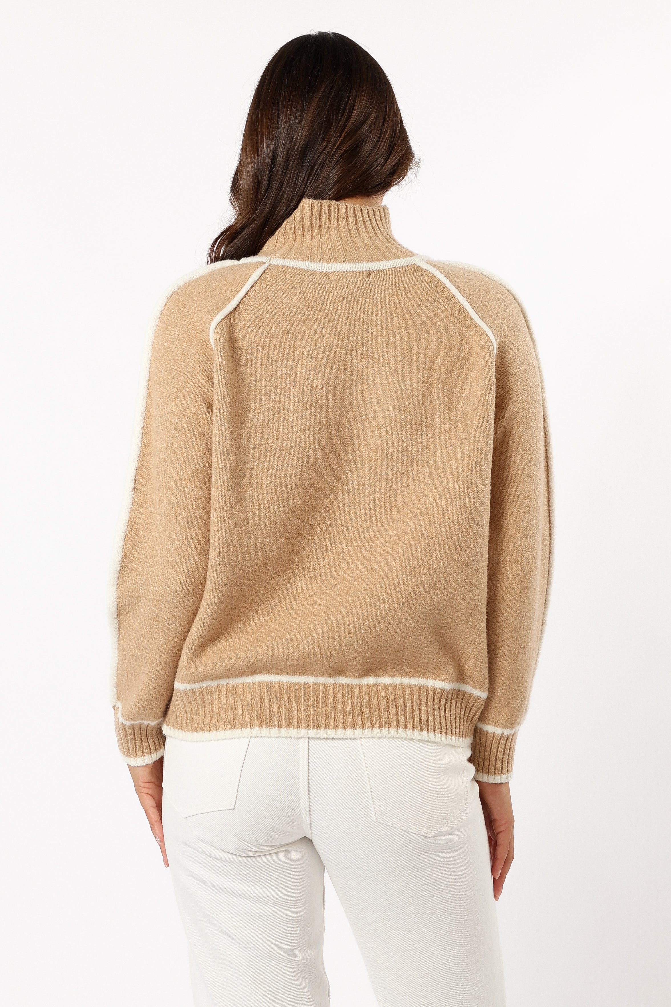 KNITWEAR Rylee Contrast Hem Knit Sweater - Camel