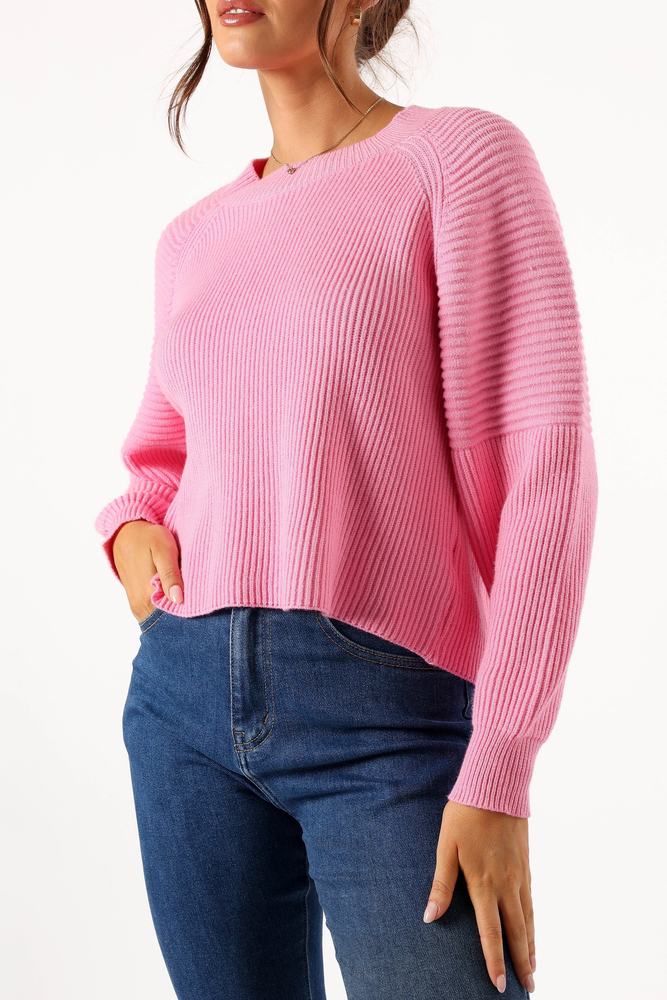 KNITWEAR @Sarah Knit Sweater - Pink