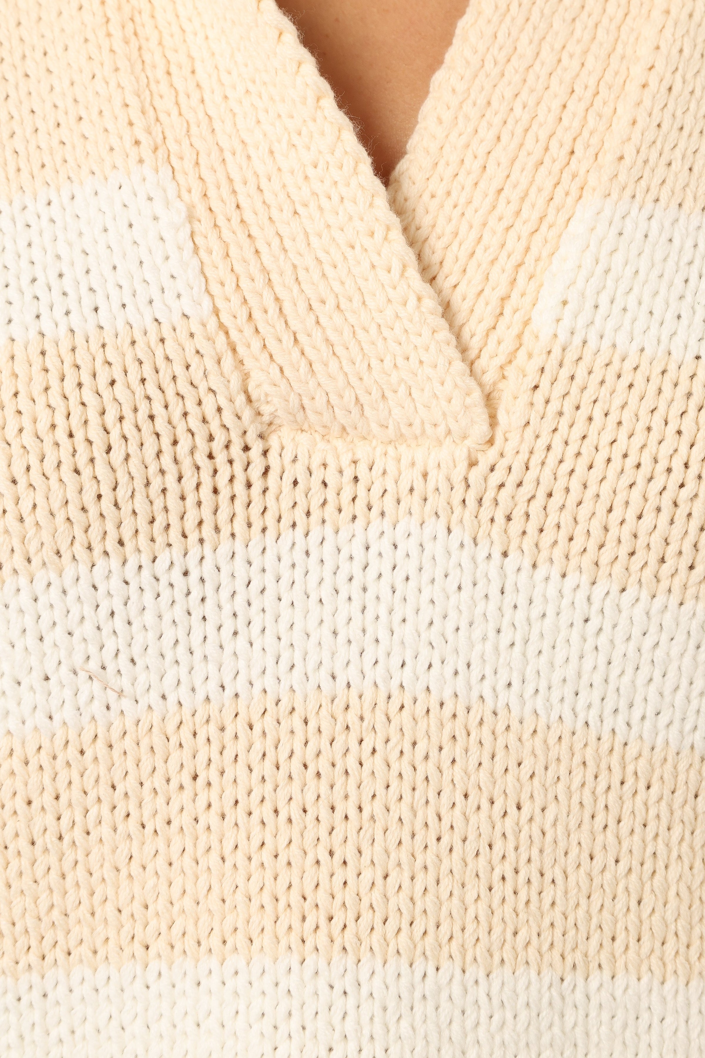 KNITWEAR Shea Striped Collar Knit Sweater - Cream