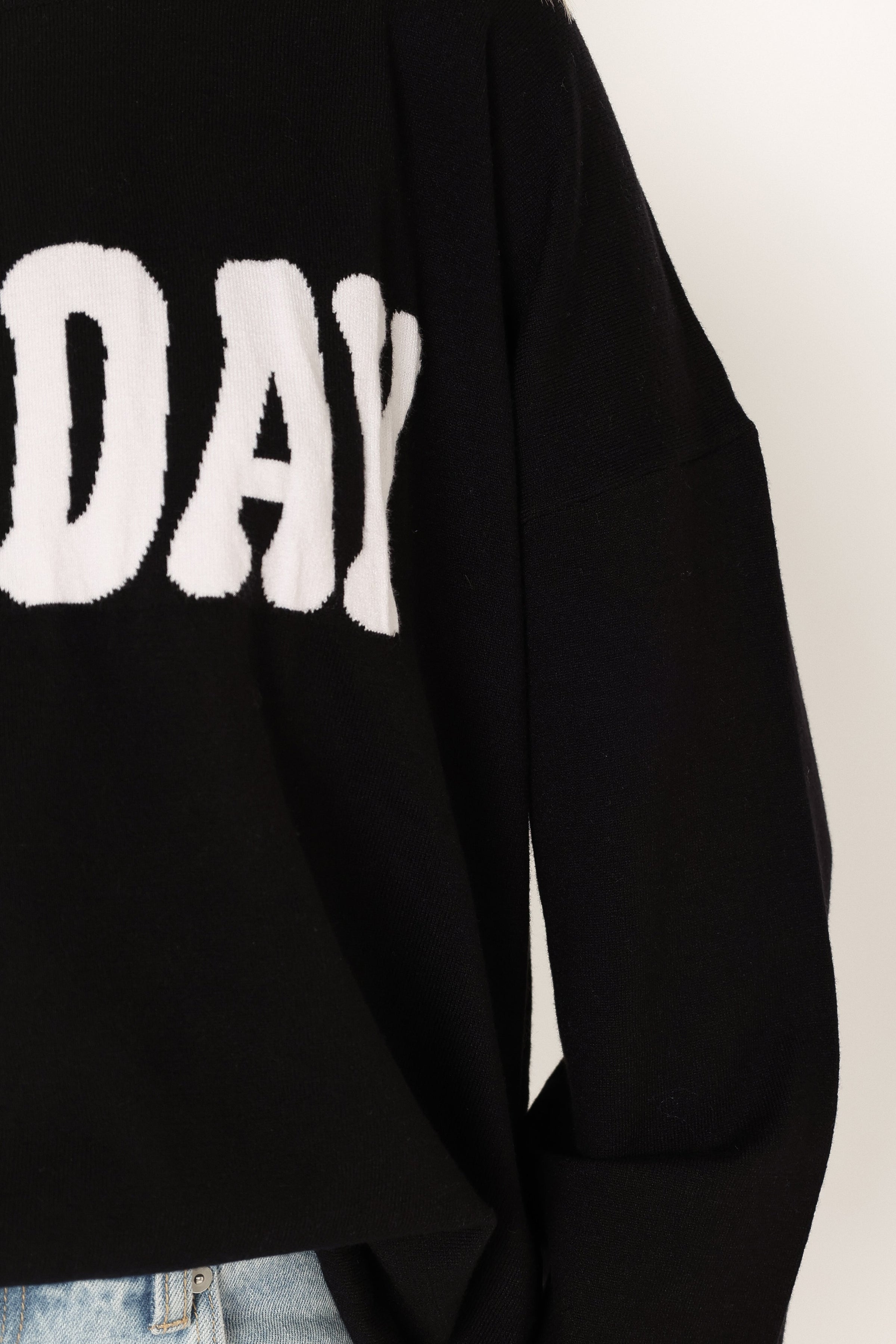 KNITWEAR @Sunday Crewneck Knit Sweater - Black