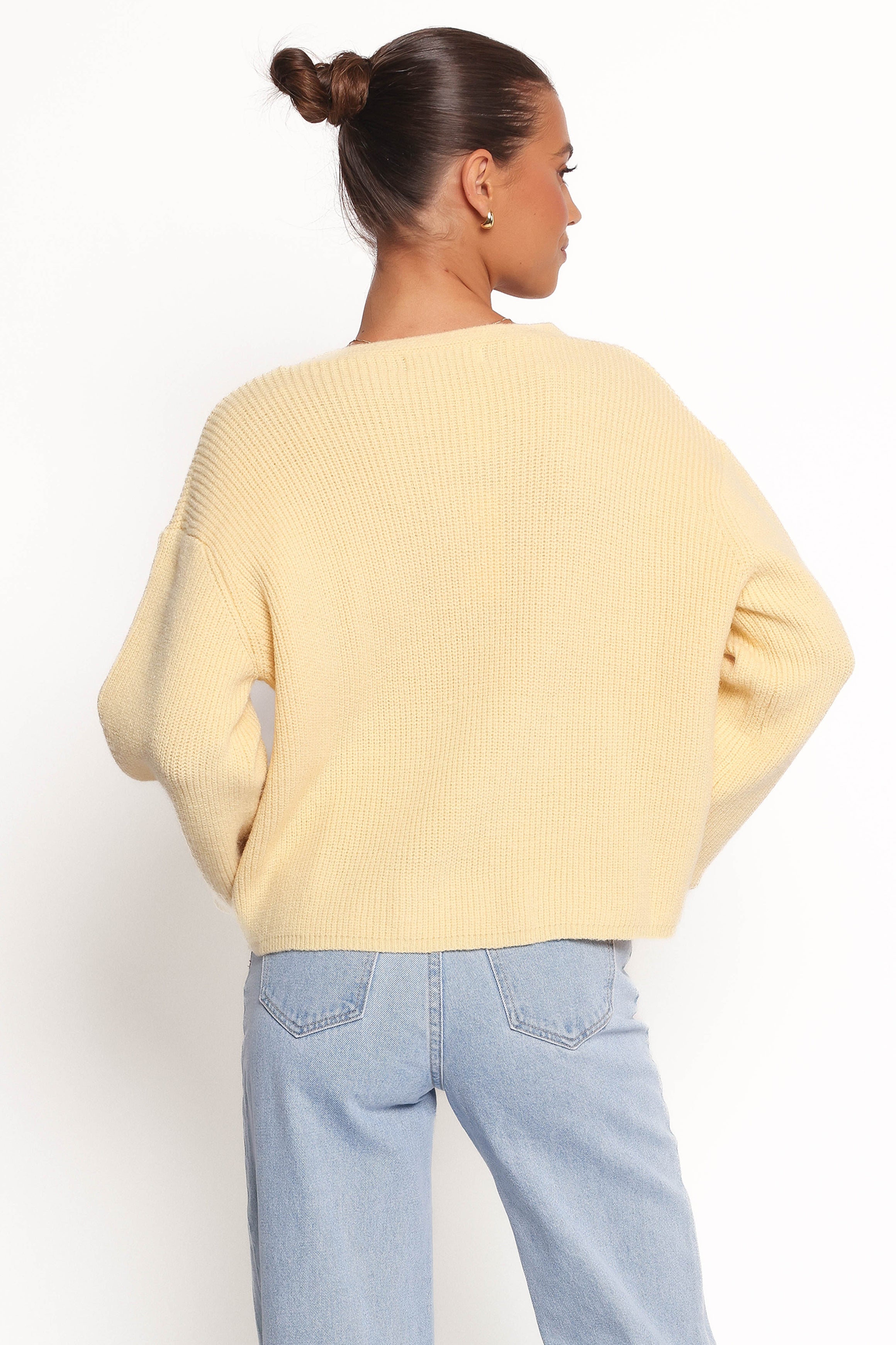 KNITWEAR Sybil Button Front Cardigan - Butter Yellow