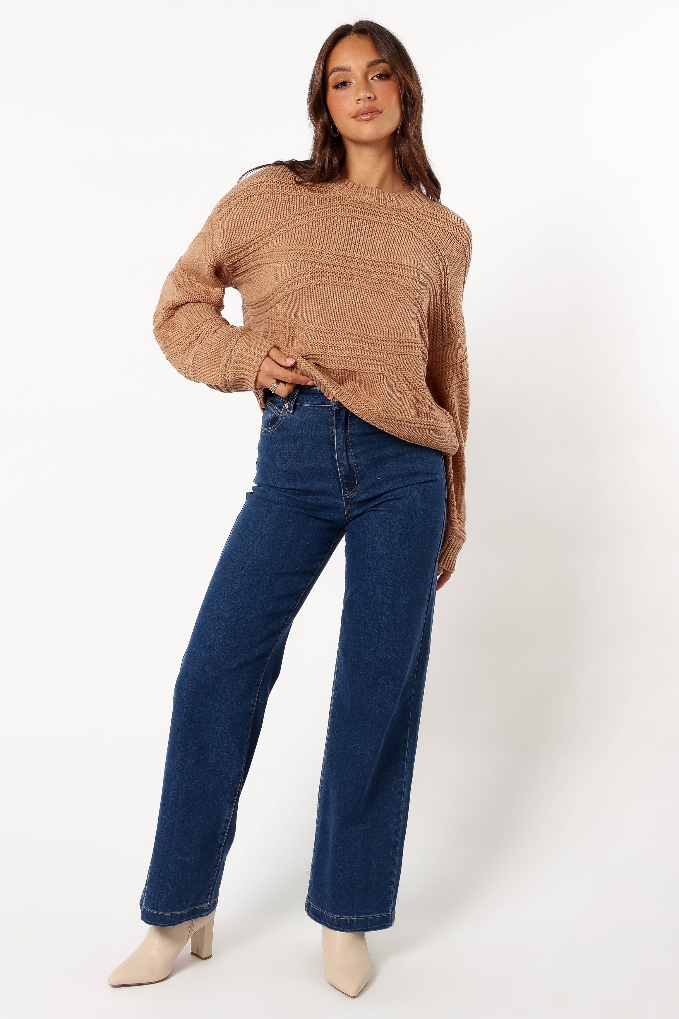 KNITWEAR @Talulla Texture Pattern Knit Sweater - Taupe