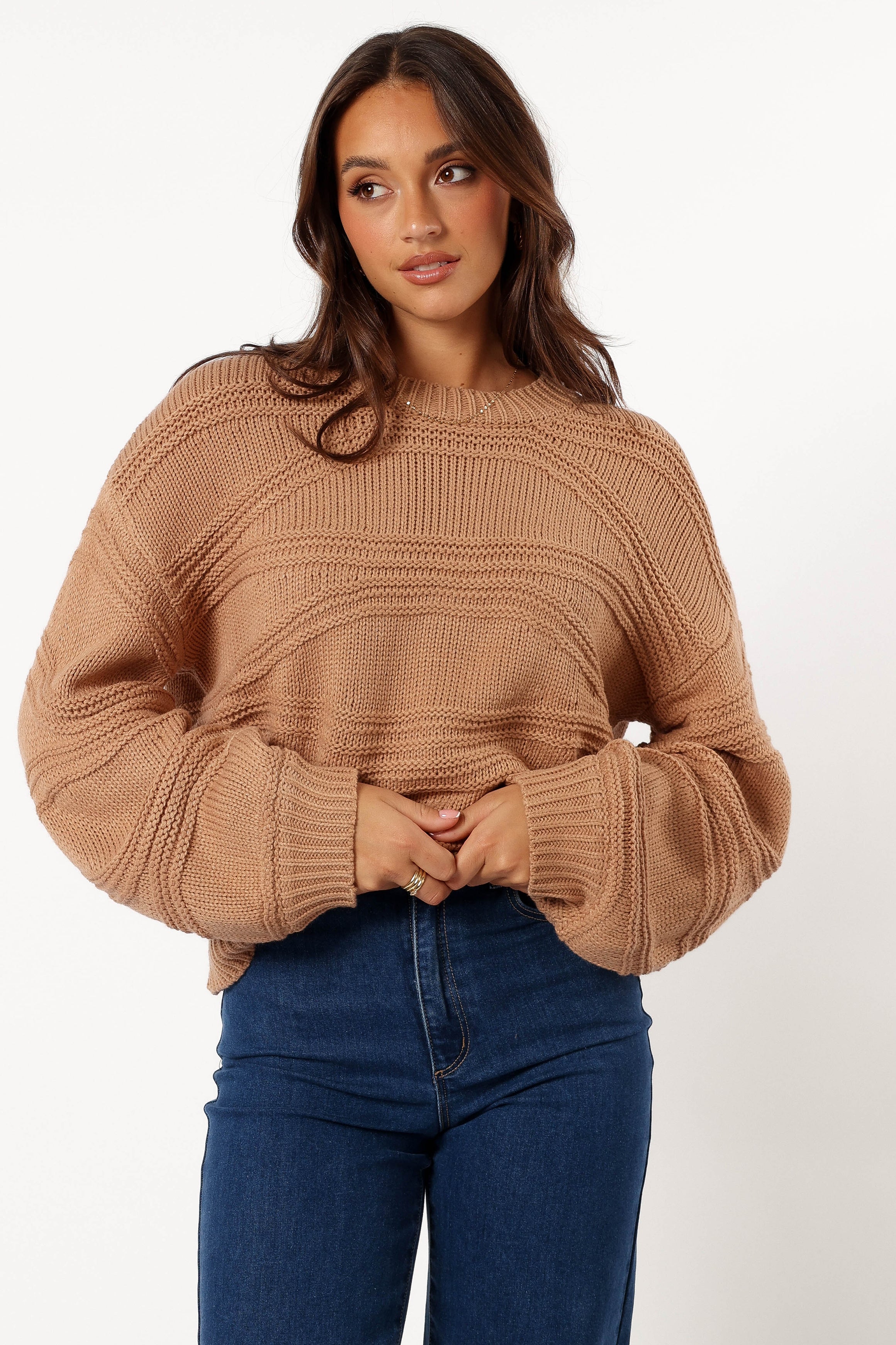 KNITWEAR @Talulla Texture Pattern Knit Sweater - Taupe