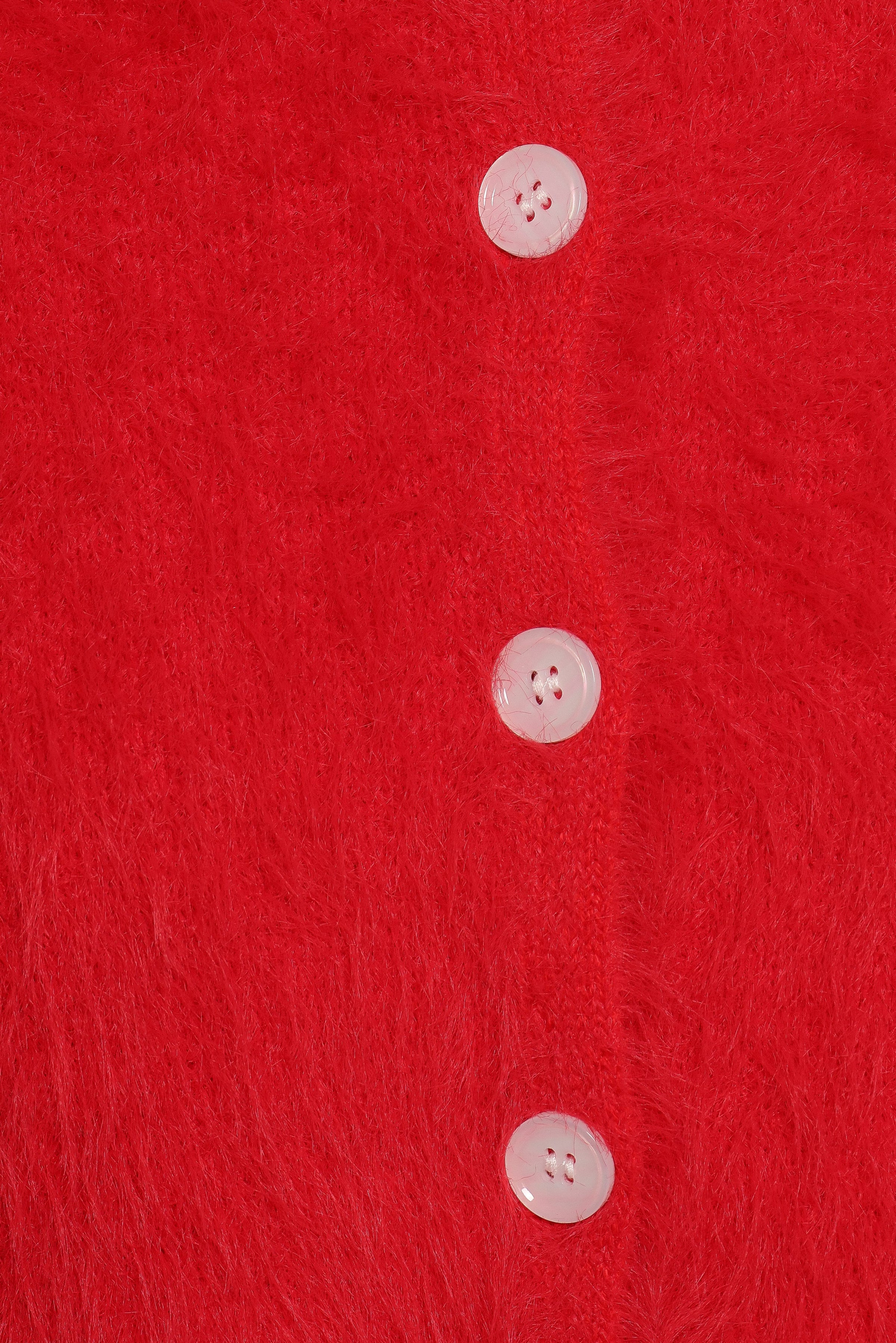 KNITWEAR Tavan Crop Button Front Cardigan - Red