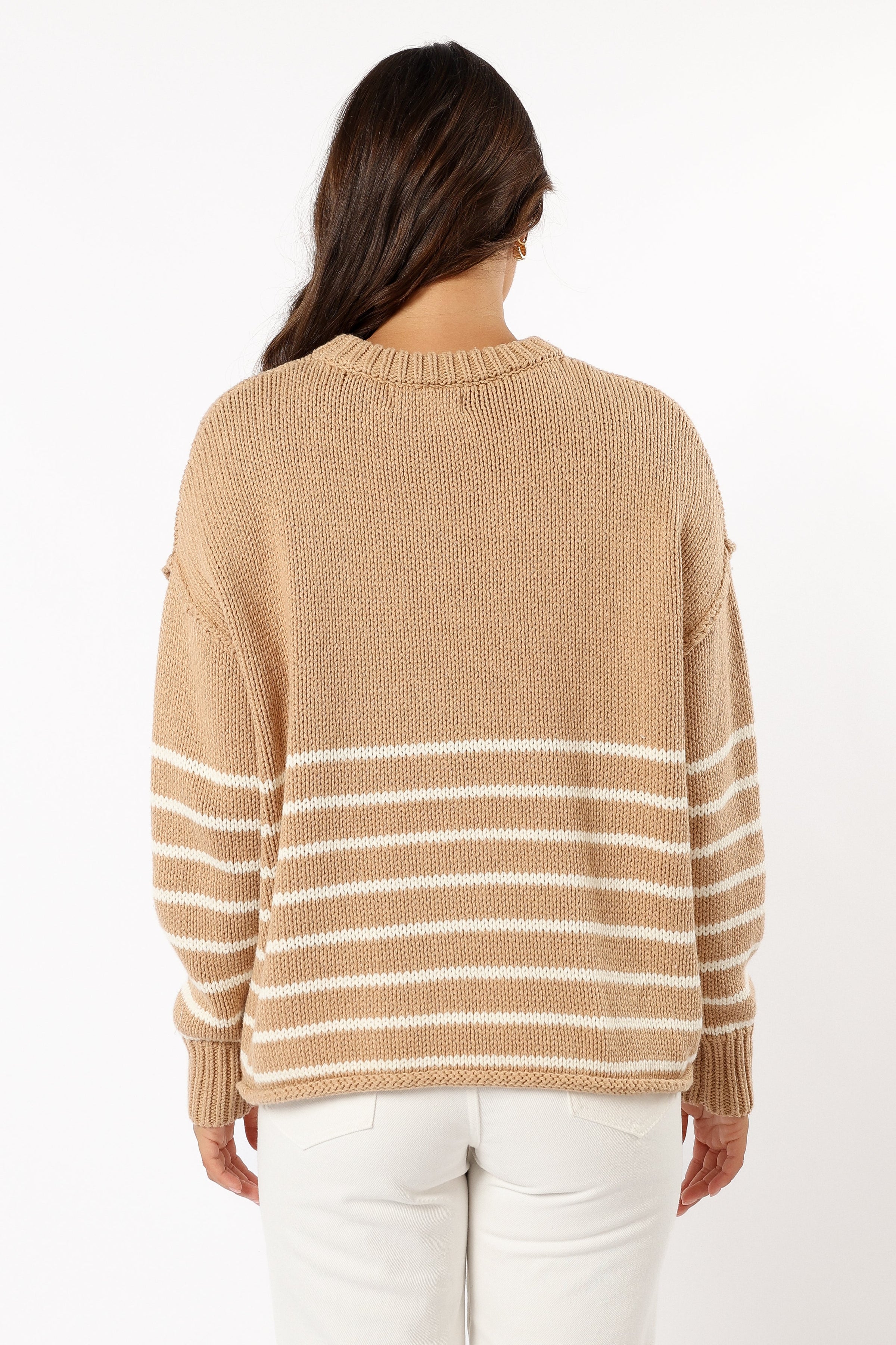 KNITWEAR Tenzie Stripe Knit Sweater - Mocha Cream