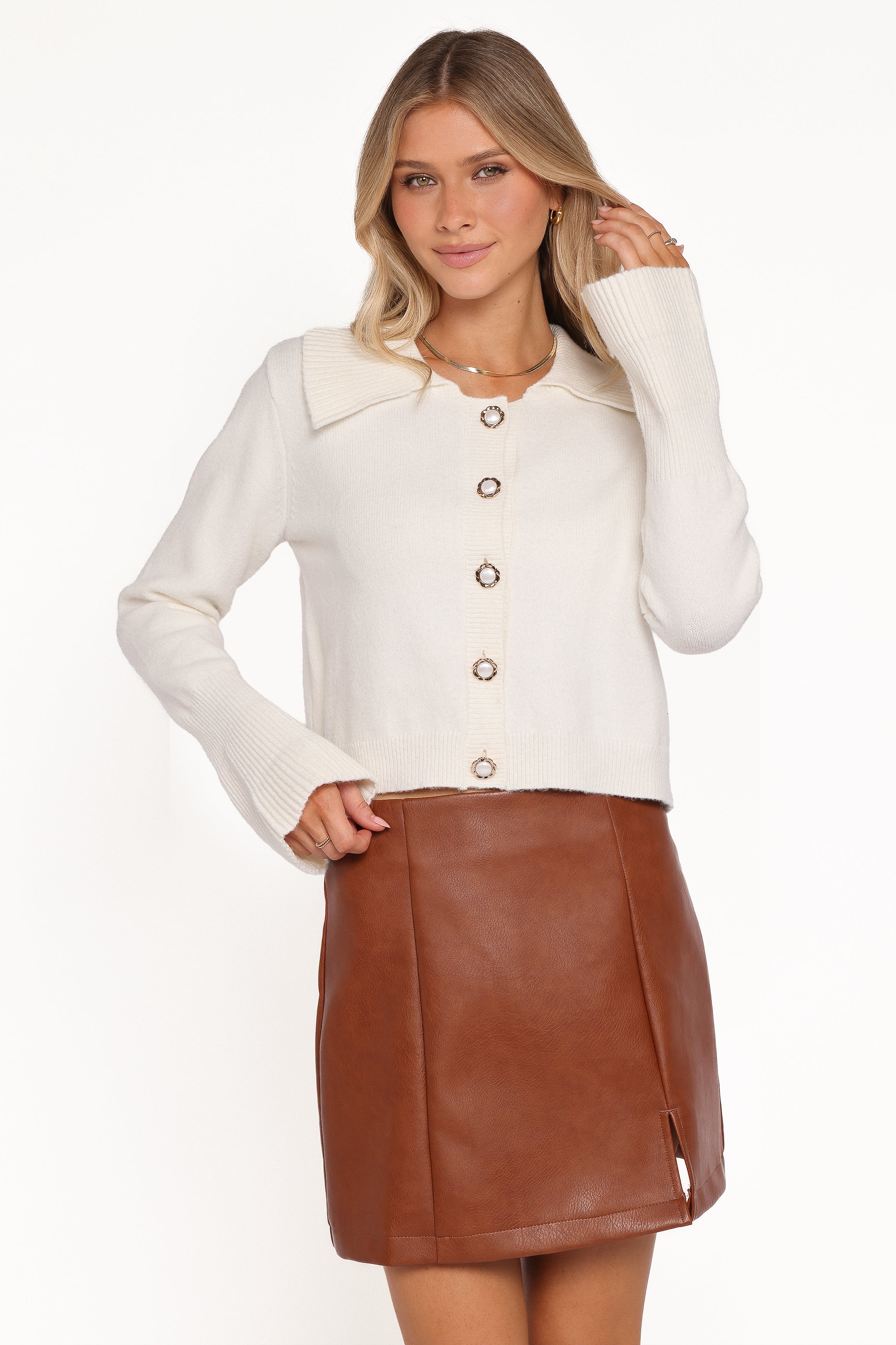 KNITWEAR Thelma Trumpet Sleeve Cardigan - Cream