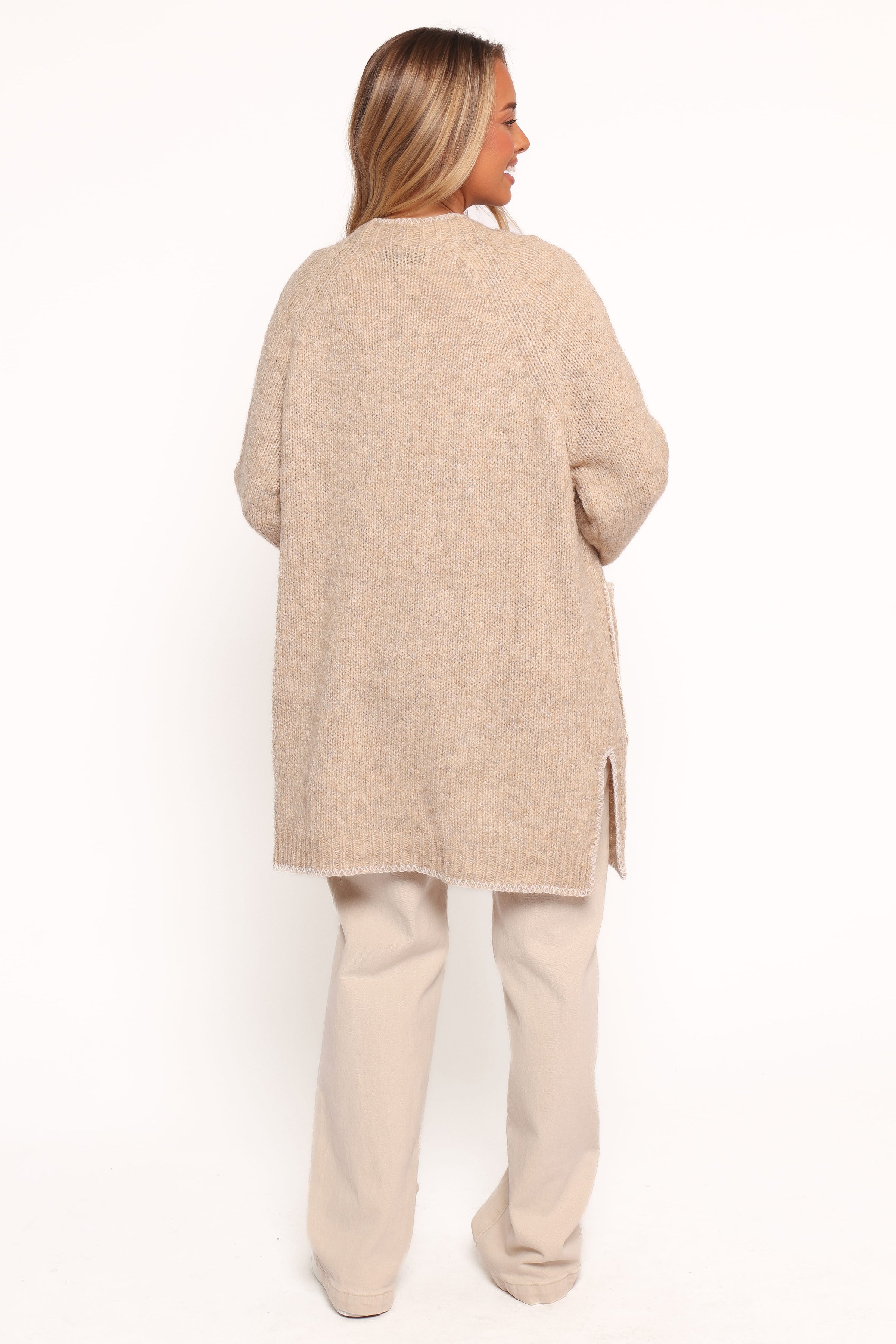 KNITWEAR Trinette Contrast Pocket Cardigan - Tan