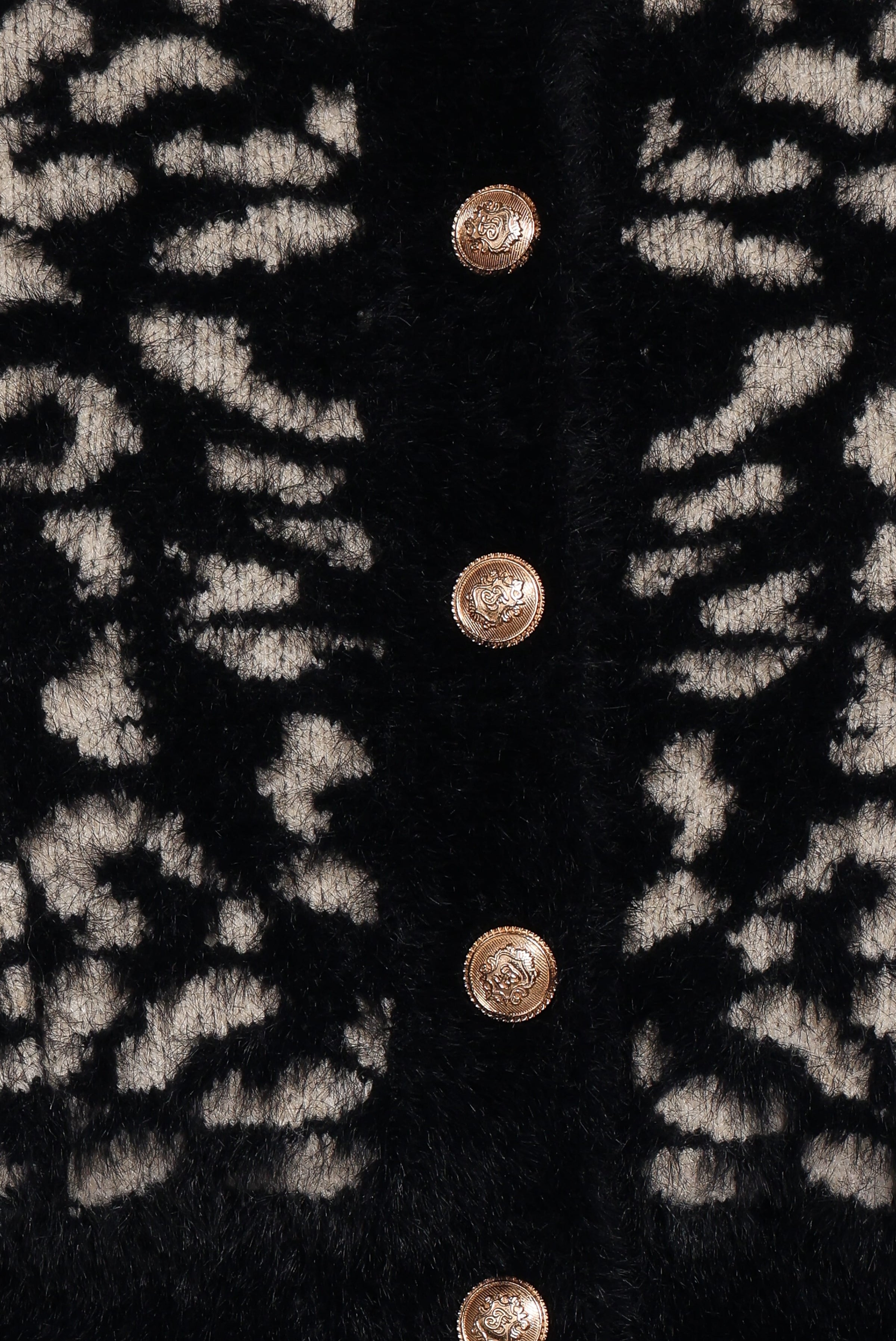 KNITWEAR Tyra Animal Print Faux Mohair Cardigan - Black