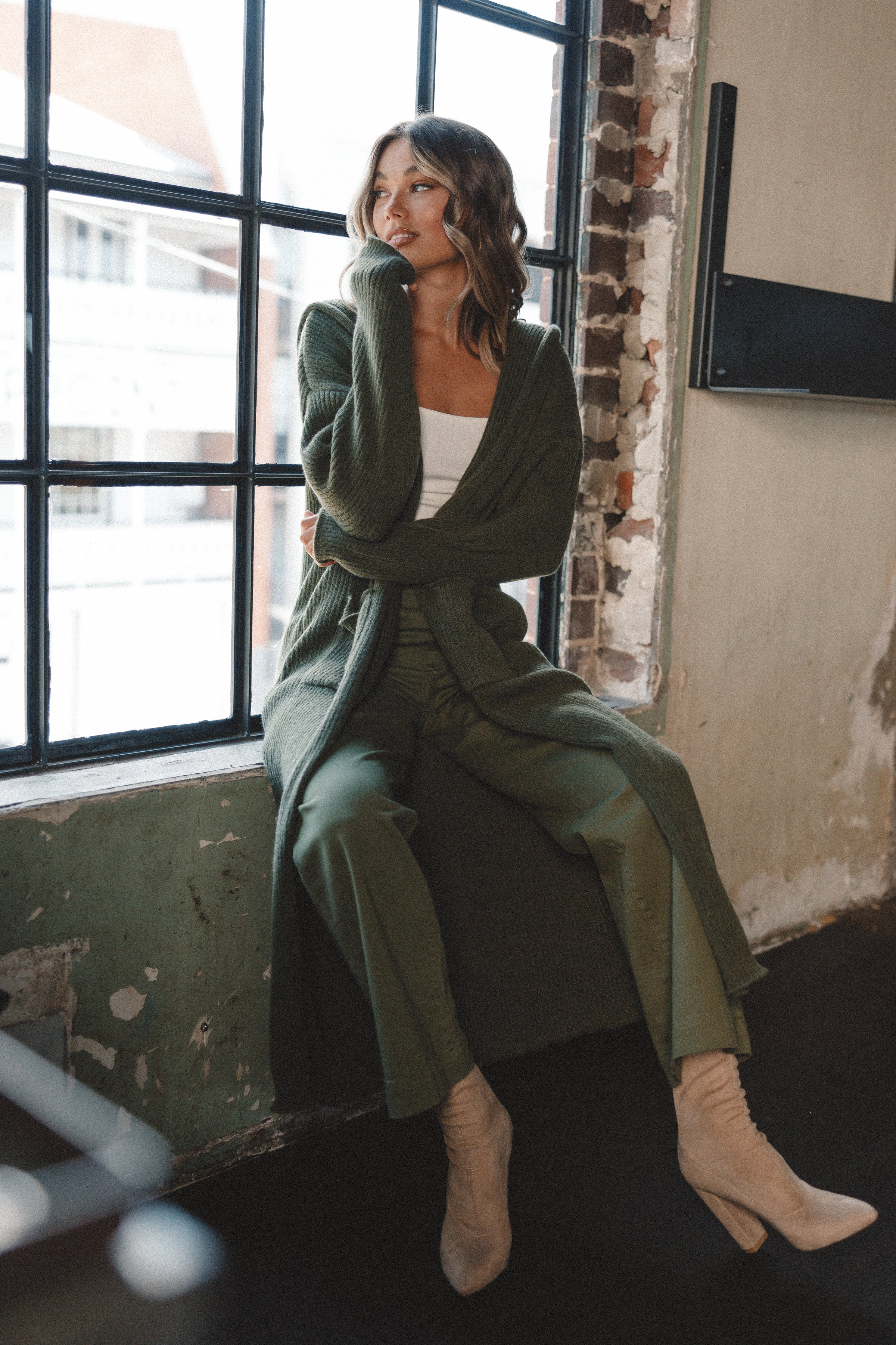 KNITWEAR Valery Long Cardigan - Olive